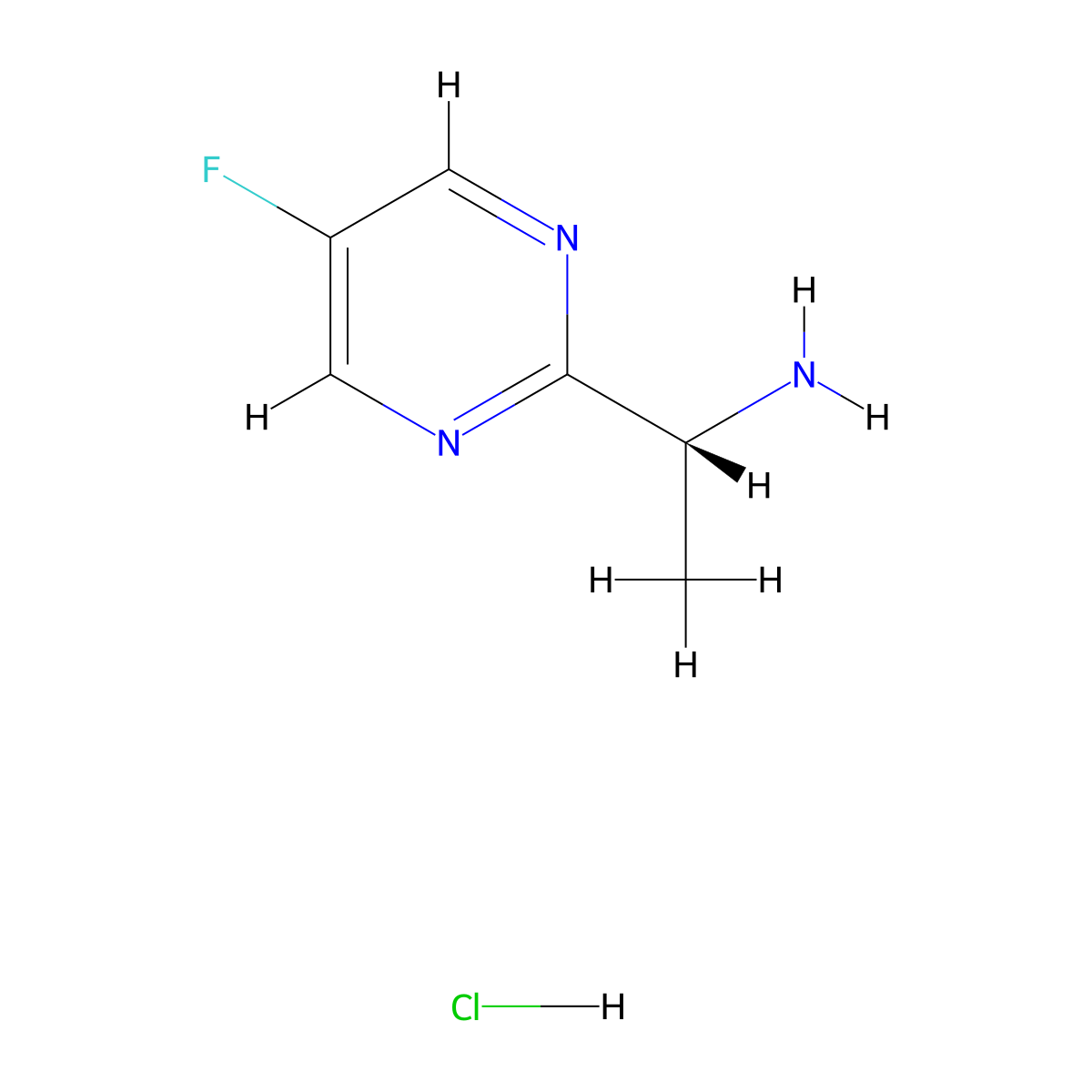 (R)-1-(5-Fluoro-pyrimidin-2-yl)-ethylamine hydrochloride molecular structure, CAS 1202070-40-3