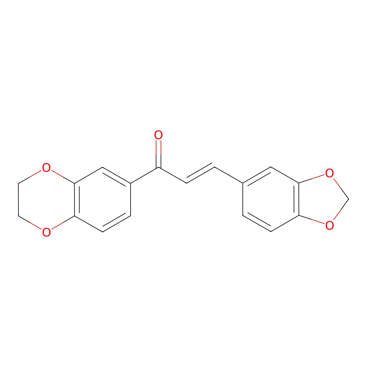 (E)-3-(1,3-benzodioxol-5-yl)-1-(2,3-dihydro-1,4-benzodioxin-6-yl)prop-2-en-1-one molecular structure, CAS 1202071-79-1
