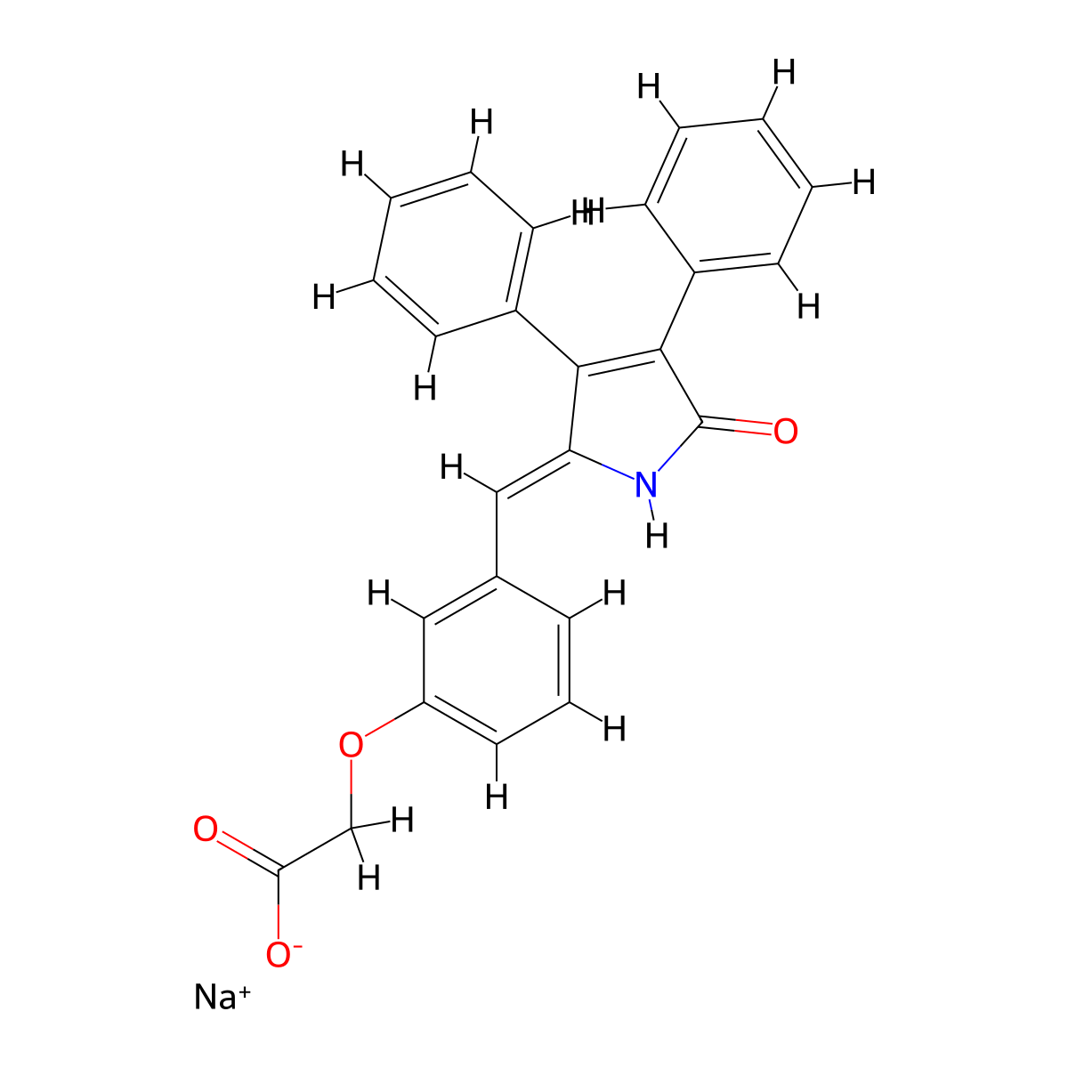 sodium 2-[3-[(Z)-(5-oxo-3,4-diphenylpyrrol-2-ylidene)methyl]phenoxy]acetate molecular structure, CAS 1202075-60-2