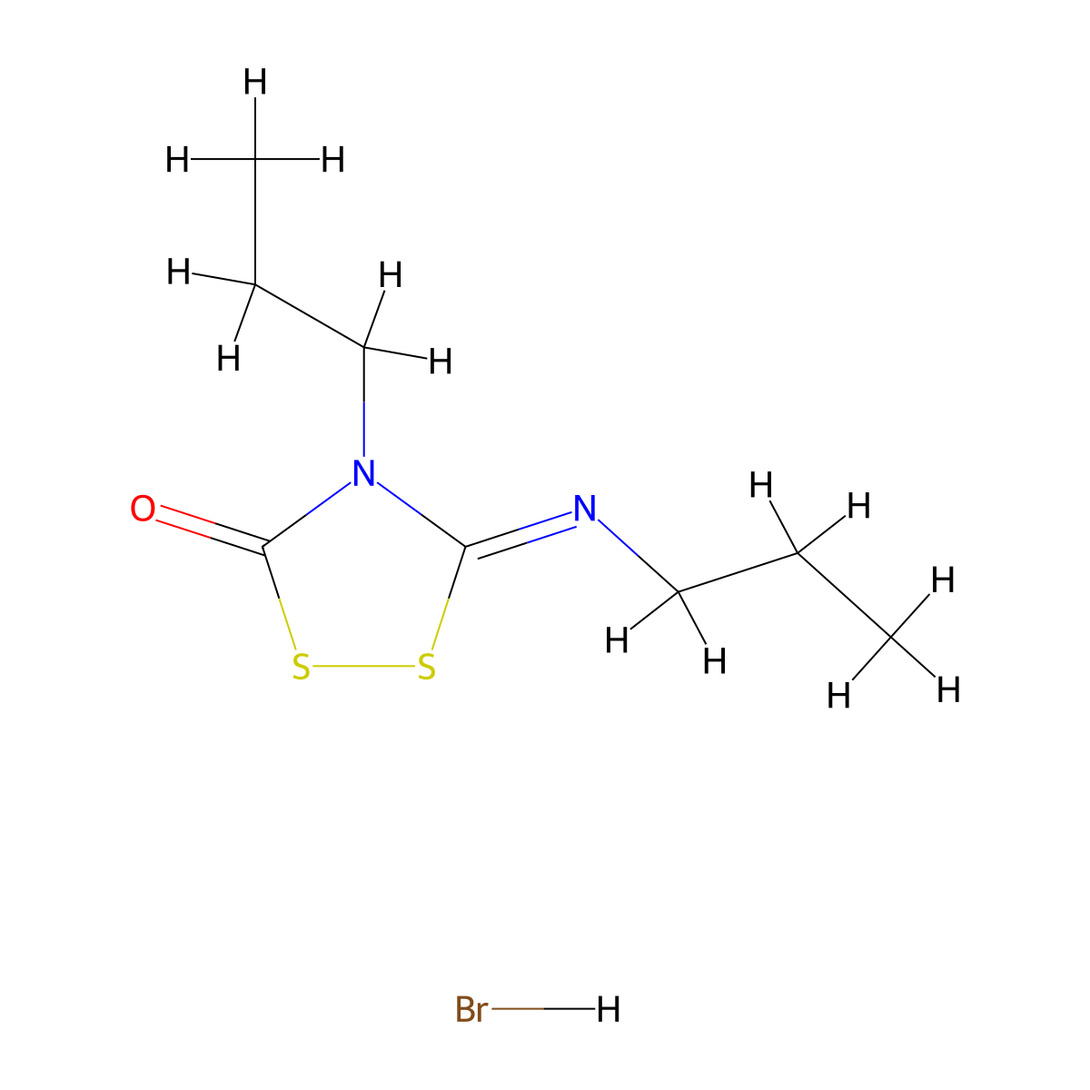 4-Propyl-5-(propylimino)-1,2,4-dithiazolidin-3-one hydrobromide molecular structure, CAS 120208-06-2