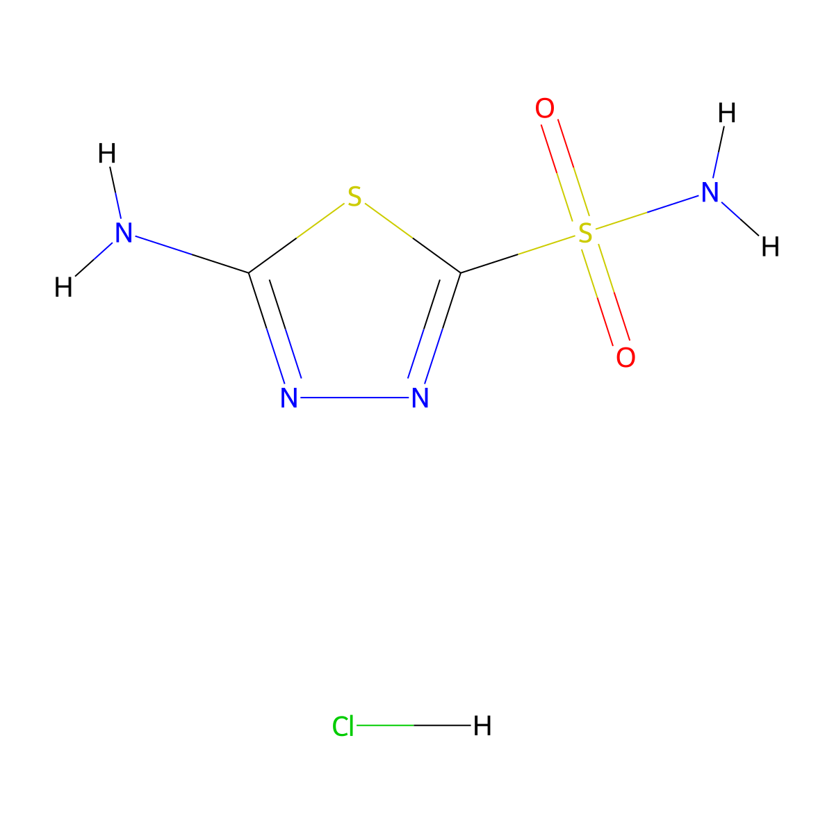 5-Amino-1,3,4-thiadiazole-2-sulfonamide hydrochloride molecular structure, CAS 120208-98-2