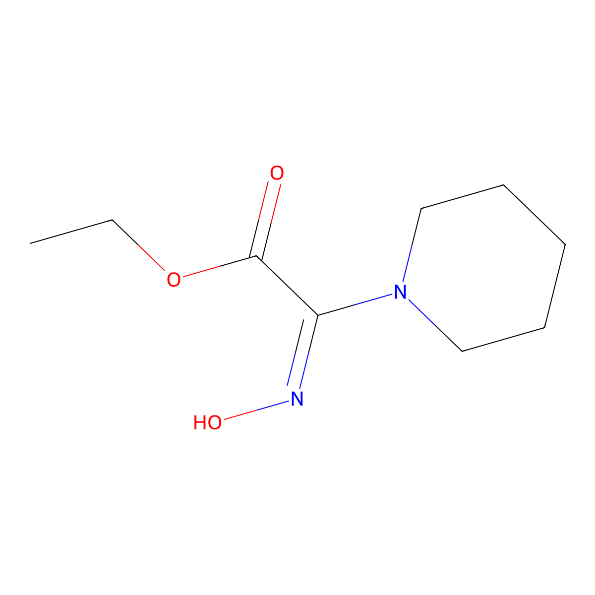 Ethyl (hydroxyimino)(piperidin-1-yl)acetate molecular structure, CAS 120209-12-3