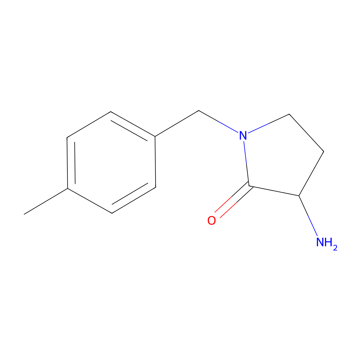 3-Amino-1-[(4-methylphenyl)methyl]pyrrolidin-2-one molecular structure, CAS 1202162-27-3