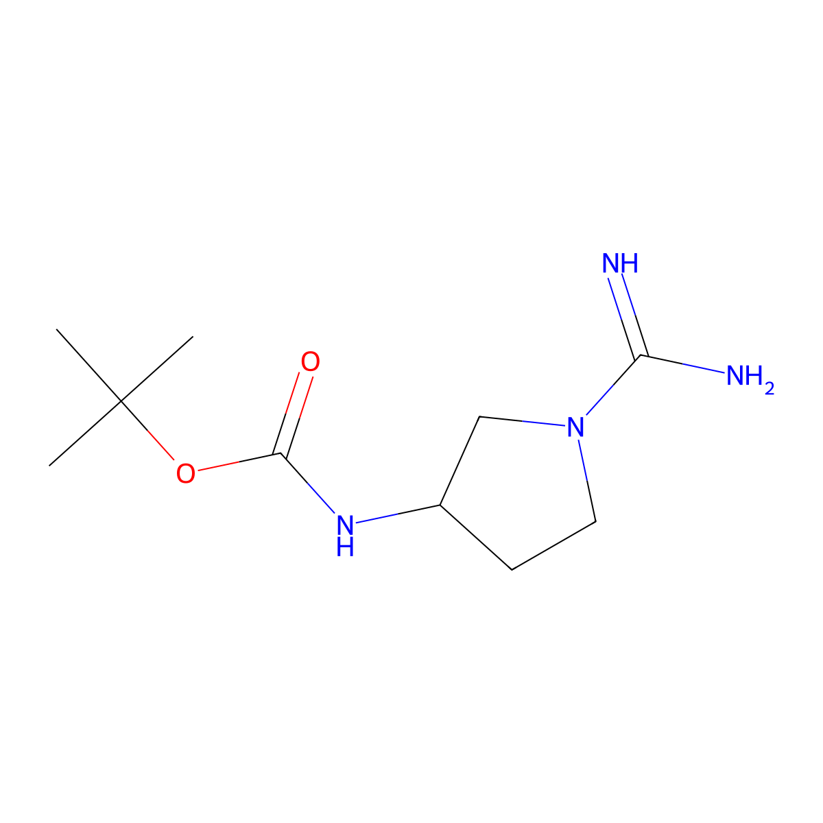 tert-butyl N-(1-carbamimidoylpyrrolidin-3-yl)carbamate molecular structure, CAS 1202162-30-8