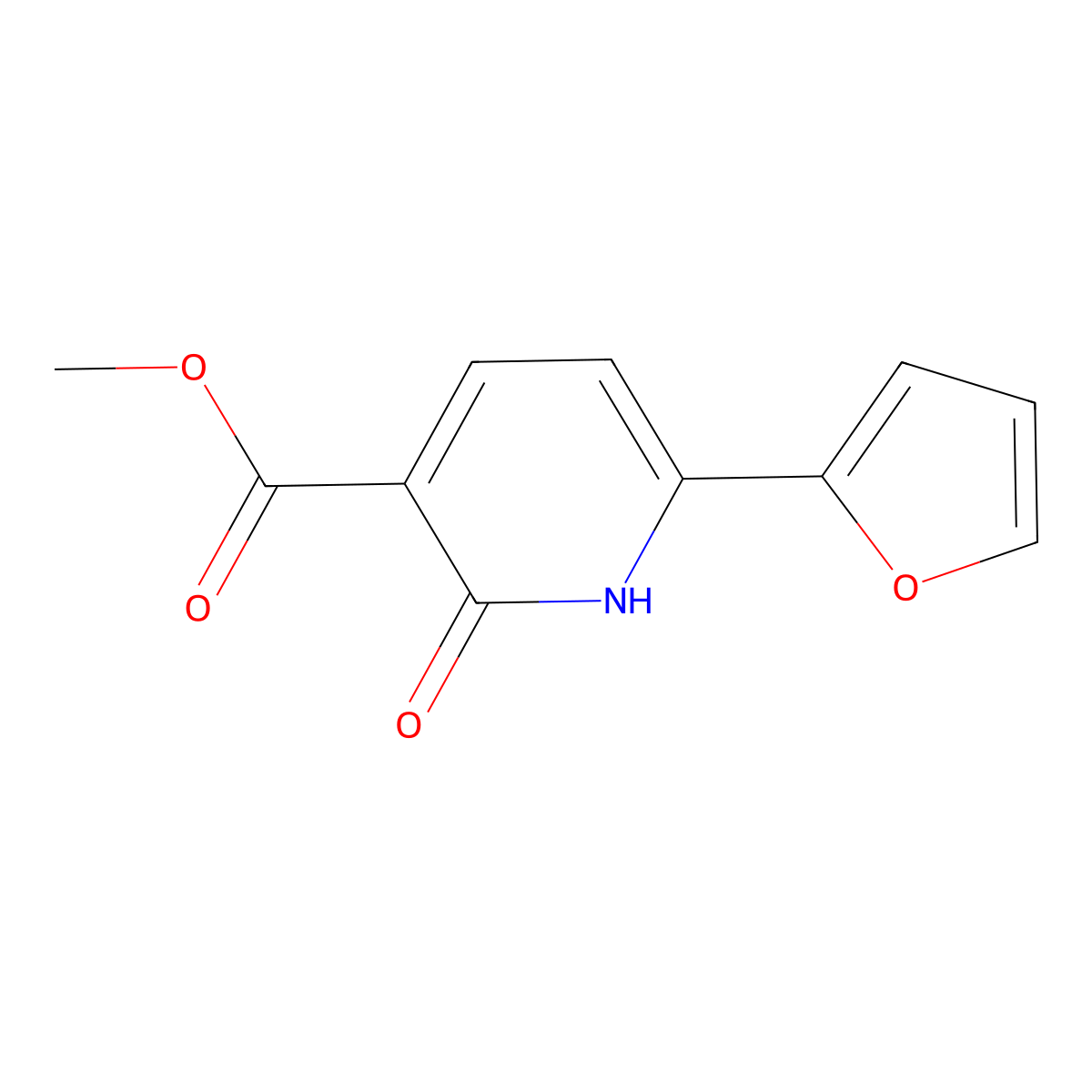 Methyl 6-(2-furyl)-2-hydroxynicotinate molecular structure, CAS 1202163-29-8