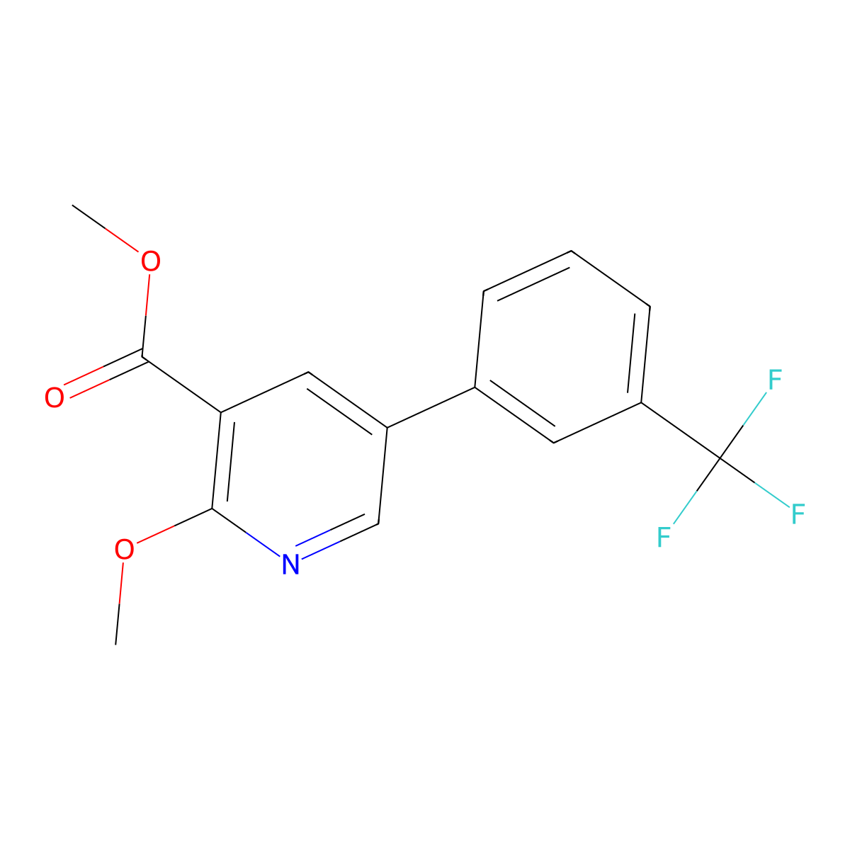 Methyl 2-methoxy-5-(3-(trifluoromethyl)phenyl)nicotinate molecular structure, CAS 1202163-45-8