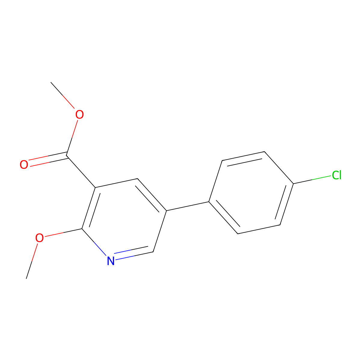 3-Pyridinecarboxylic acid, 5-(4-chlorophenyl)-2-methoxy-, methyl ester molecular structure, CAS 1202163-48-1