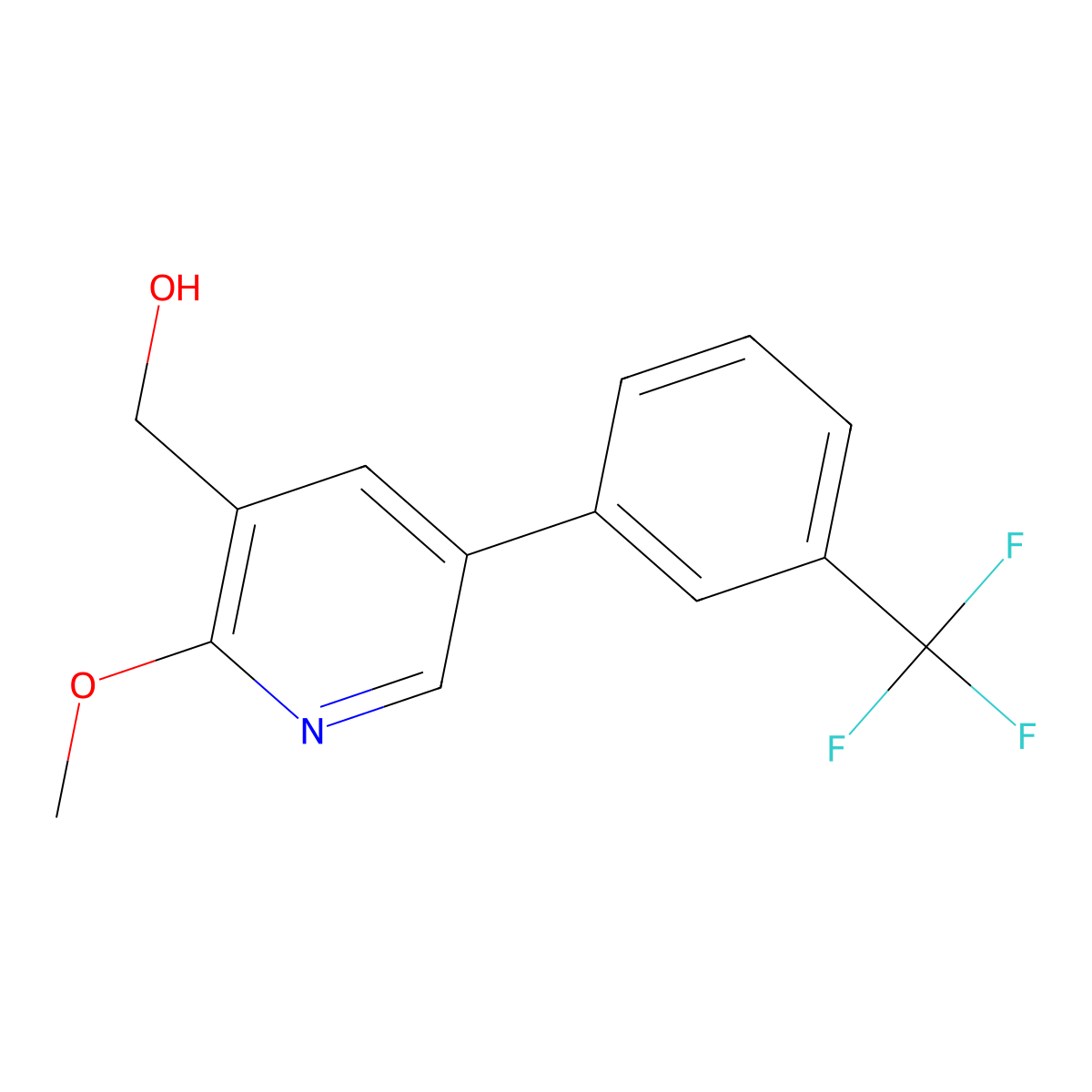 2-Methoxy-5-(3-(trifluoromethyl)phenyl)pyridine-3-methanol molecular structure, CAS 1202163-66-3