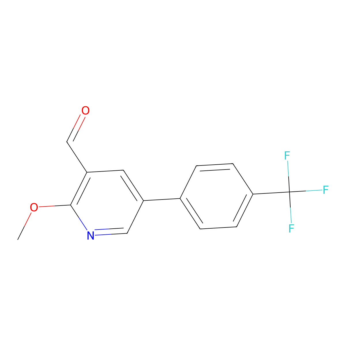 2-Methoxy-5-(4-(trifluoromethyl)phenyl)nicotinaldehyde molecular structure, CAS 1202164-58-6