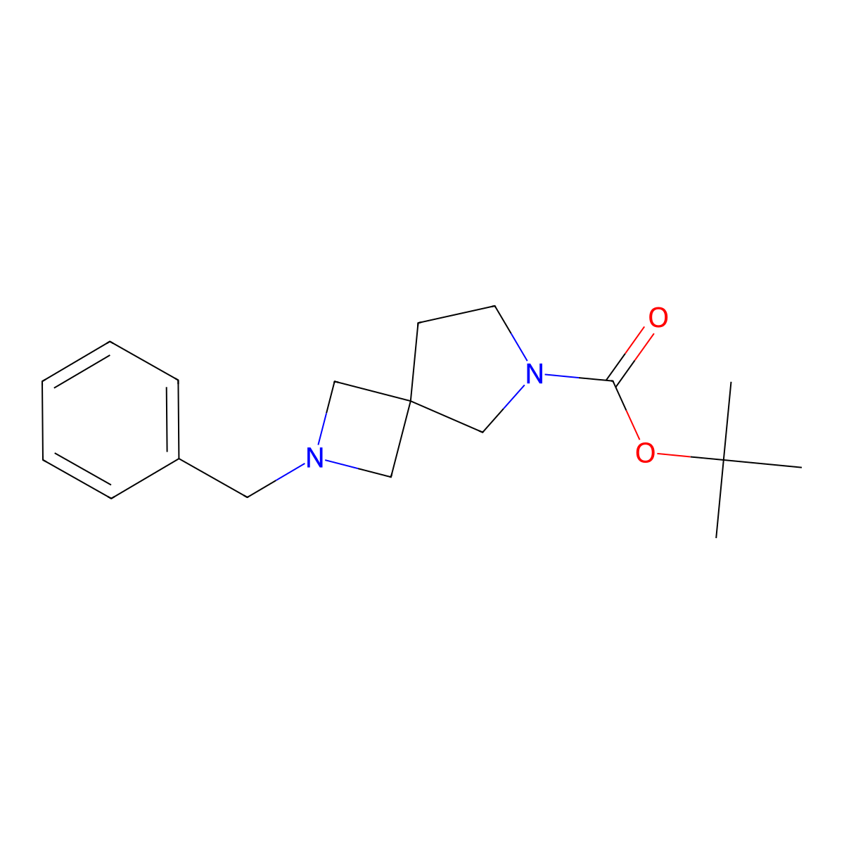 Tert-butyl 2-benzyl-2,6-diazaspiro[3.4]octane-6-carboxylate molecular structure, CAS 1202179-27-8