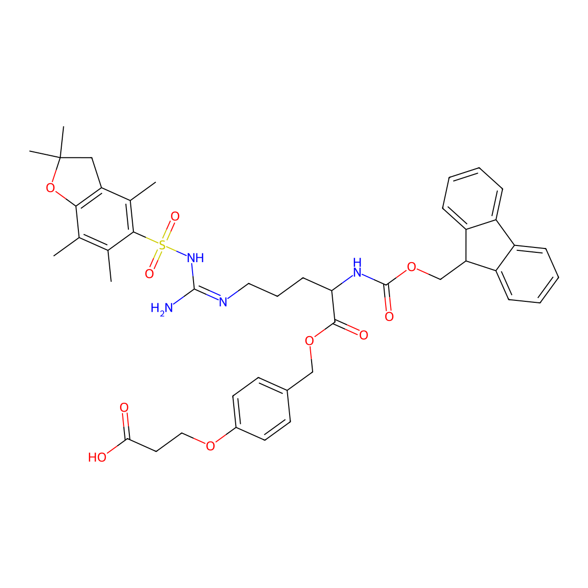 Fmoc-L-arg(pbf)-O-CH2-PH-och2-CH2-cooh molecular structure, CAS 1202179-60-9