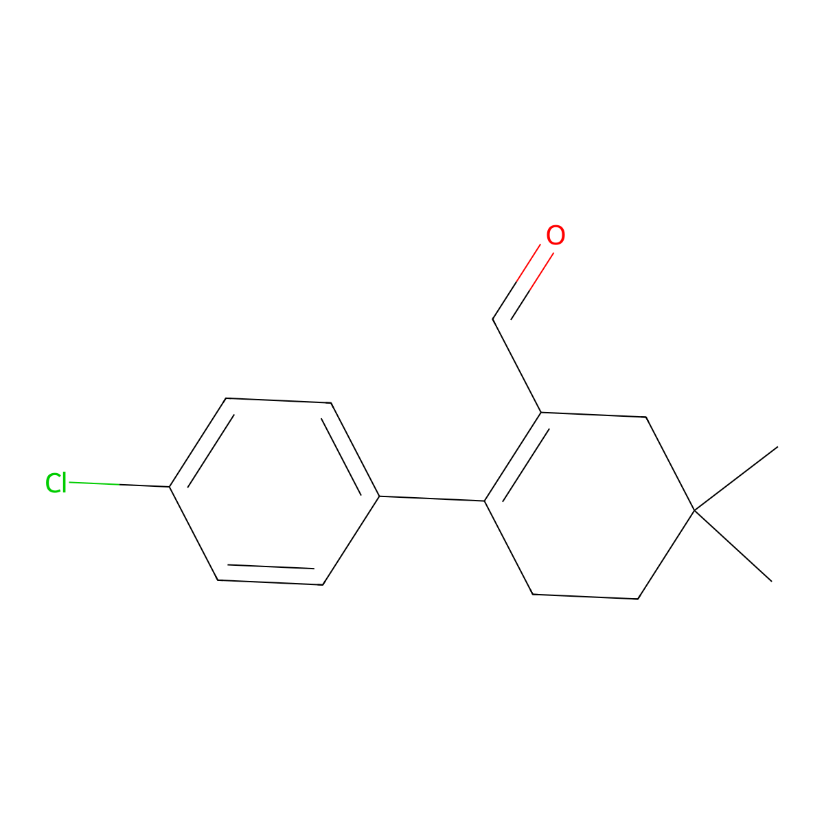 2-(4-chlorophenyl)-5,5-dimethyl-1-Cyclohexene-1-carboxaldehyde molecular structure, CAS 1202186-71-7