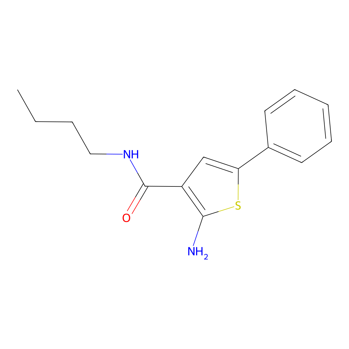 2-amino-N-butyl-5-phenylthiophene-3-carboxamide molecular structure, CAS 1202193-89-2
