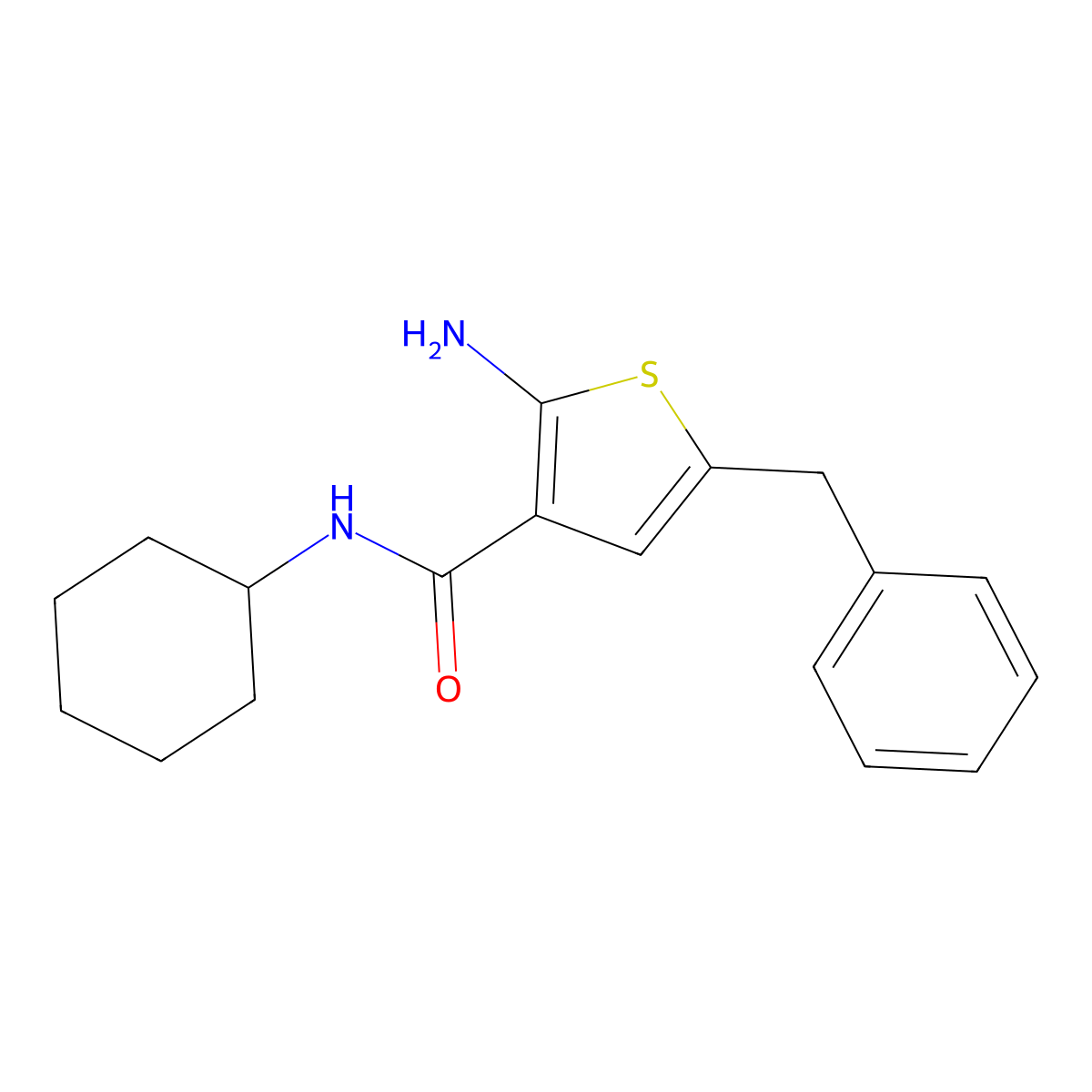 2-amino-5-benzyl-N-cyclohexylthiophene-3-carboxamide molecular structure, CAS 1202194-14-6