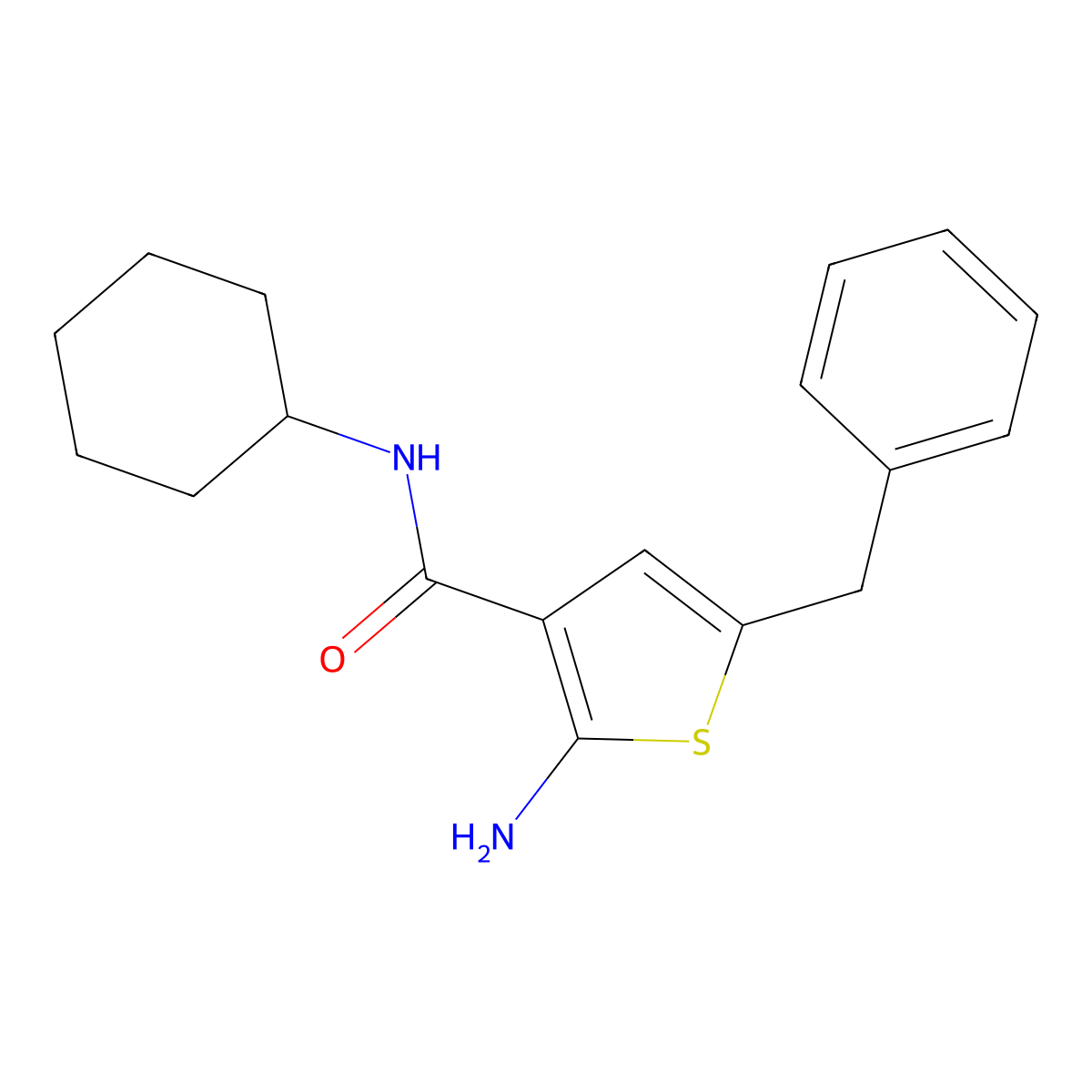 2-amino-5-benzyl-N-cyclohexylthiophene-3-carboxamide molecular structure, CAS 1202194-14-6