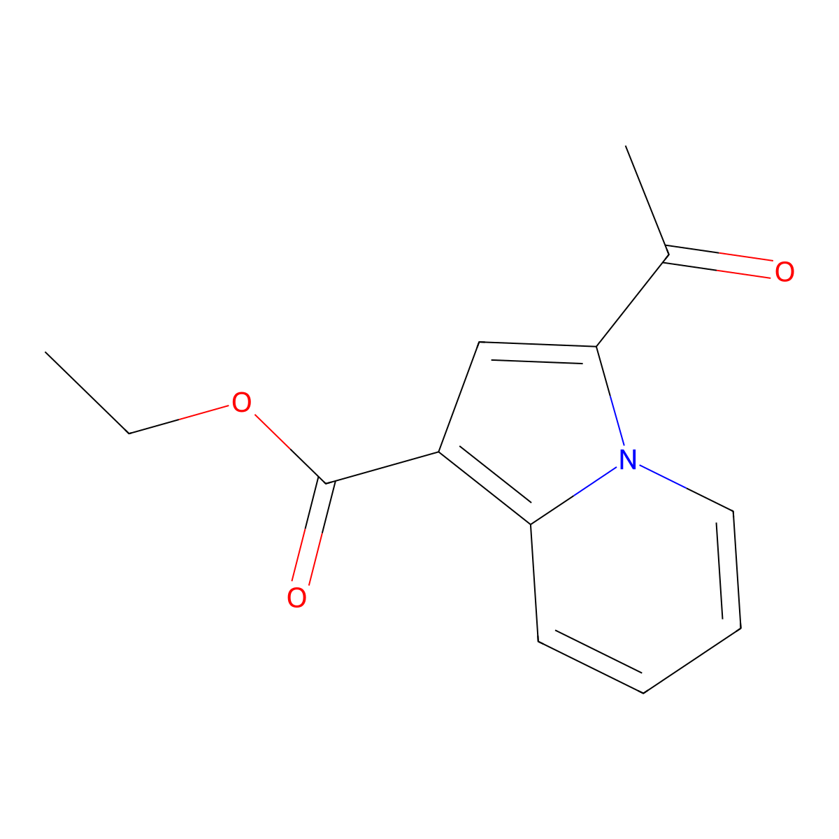Ethyl 3-acetyl-1-indolizinecarboxylate molecular structure, CAS 120221-73-0