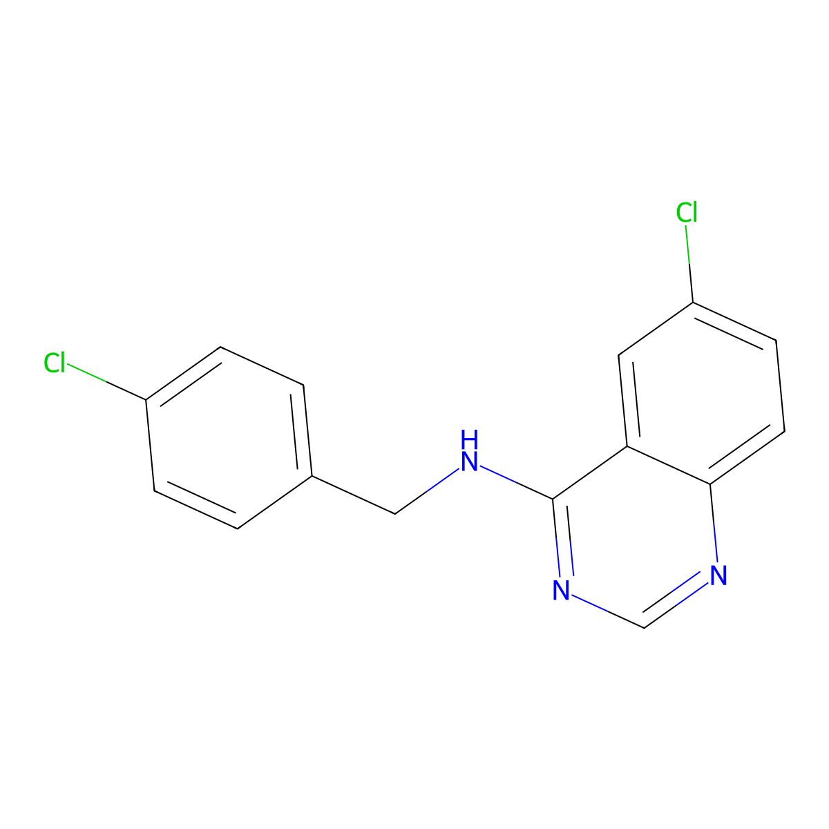 6-chloro-N-(4-chlorobenzyl)quinazolin-4-amine molecular structure, CAS 1202227-76-6