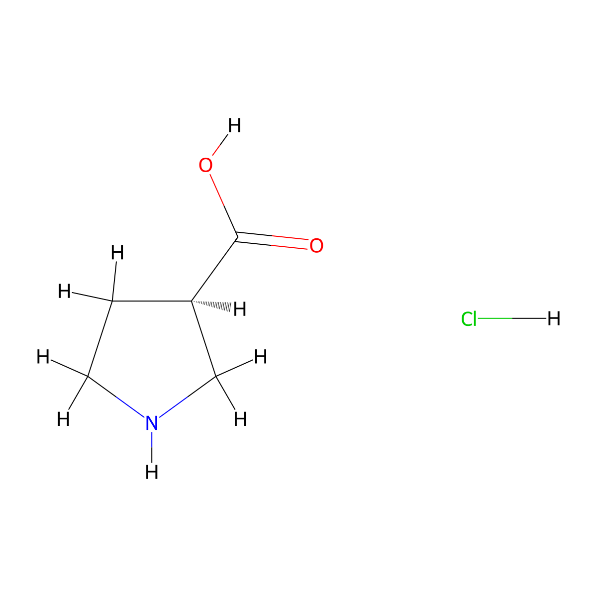 (3R)-pyrrolidine-3-carboxylic acid hydrochloride molecular structure, CAS 1202245-51-9