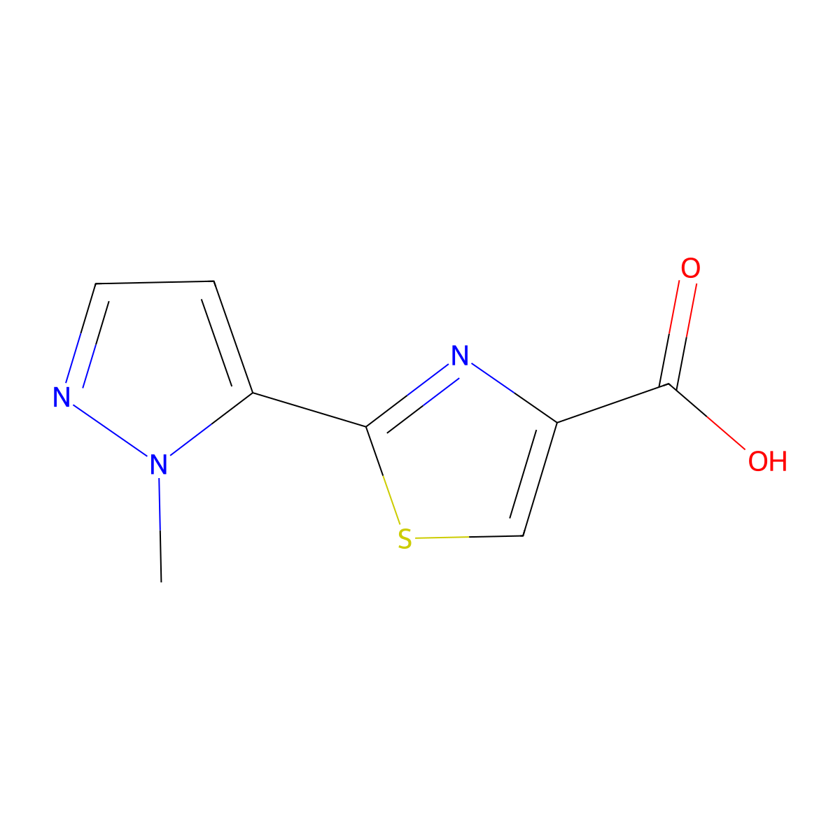 2-(1-Methyl-1H-pyrazol-5-yl)-4-thiazolecarboxylic acid molecular structure, CAS 1202247-97-9