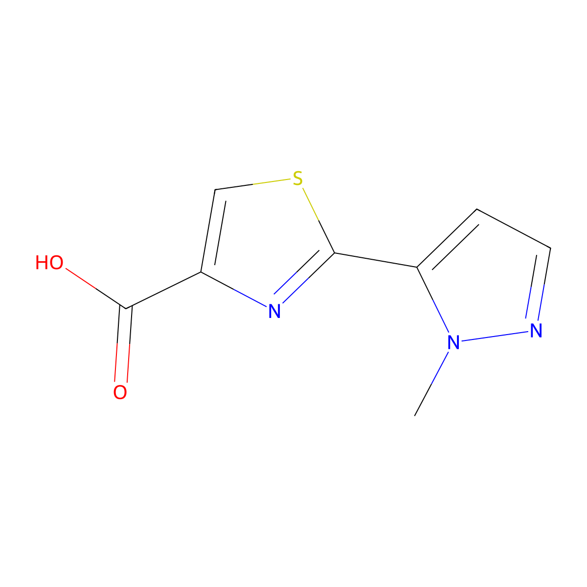 2-(1-Methyl-1H-pyrazol-5-yl)-4-thiazolecarboxylic acid molecular structure, CAS 1202247-97-9