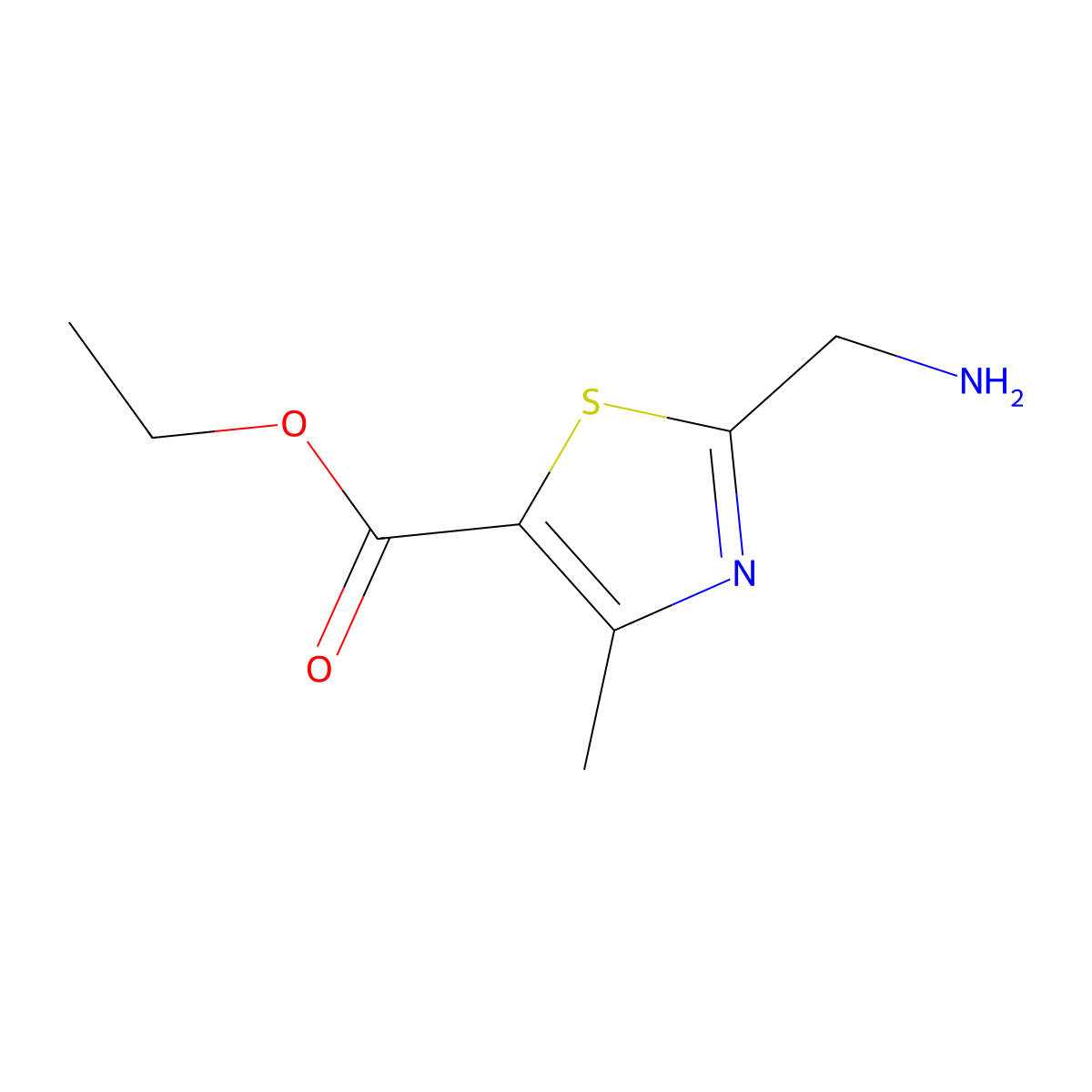 Ethyl 2-(aminomethyl)-4-methyl-1,3-thiazole-5-carboxylate molecular structure, CAS 120237-87-8