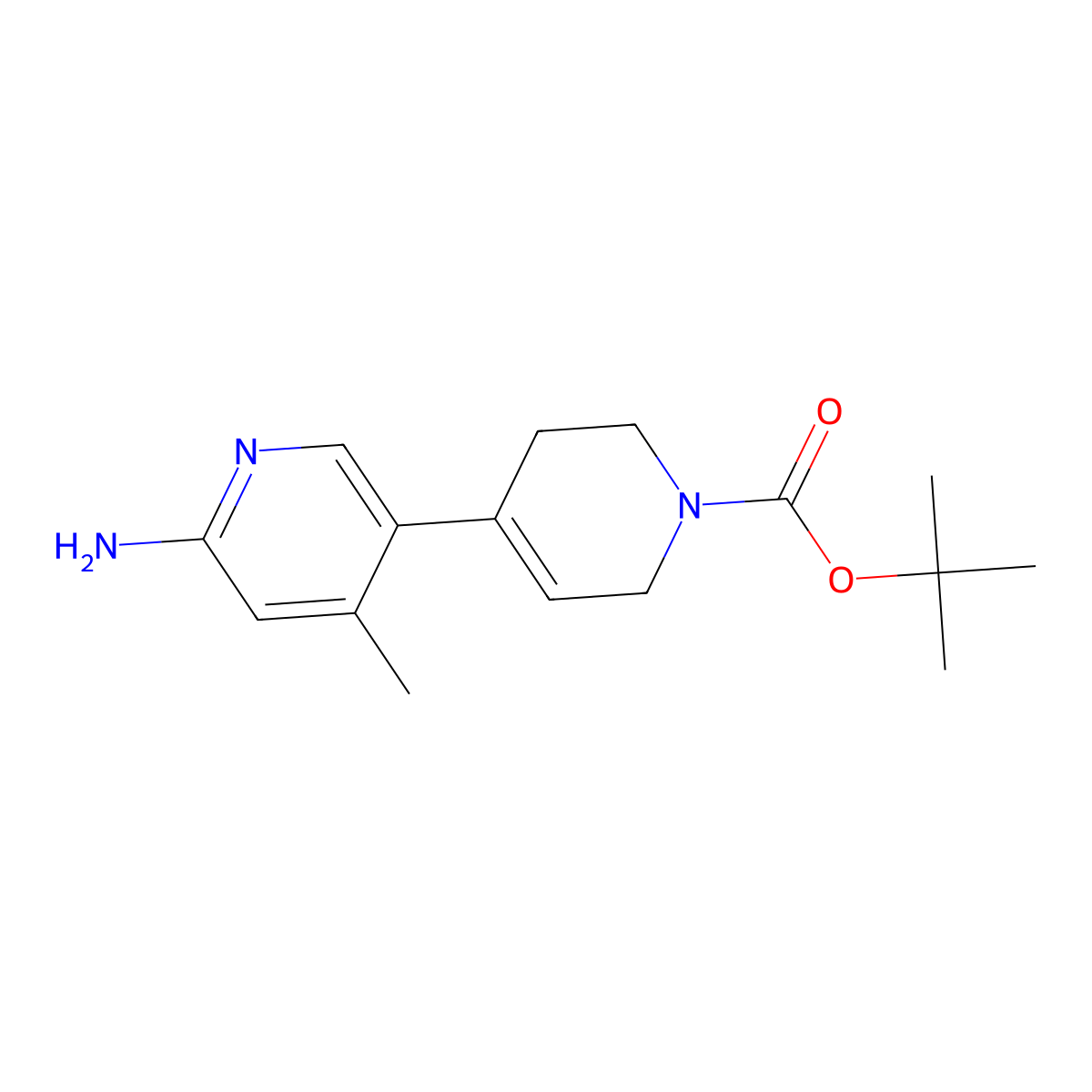 tert-butyl 4-(6-amino-4-methylpyridin-3-yl)-5,6-dihydropyridine-1(2H)-carboxylate molecular structure, CAS 1202389-53-4
