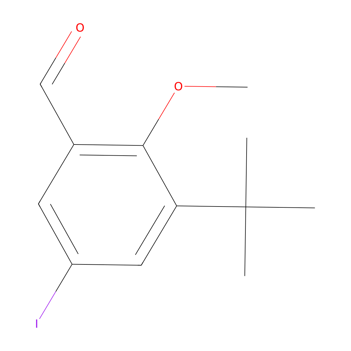 3-(Tert-butyl)-5-iodo-2-methoxybenzaldehyde molecular structure, CAS 1202395-05-8