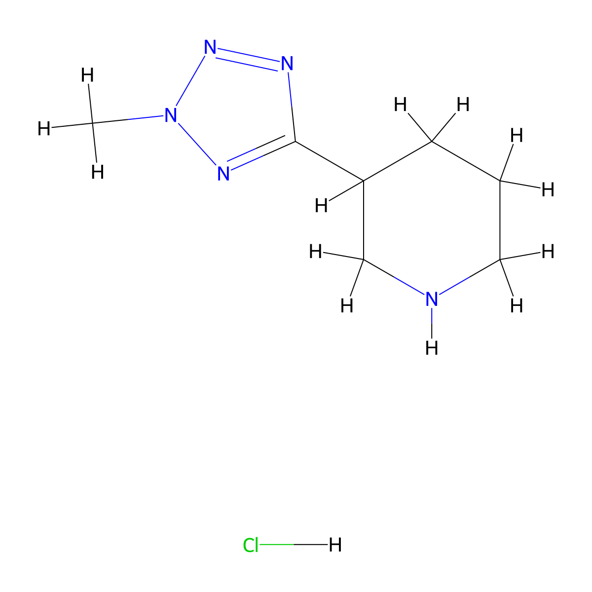 3-(2-methyl-2H-1,2,3,4-tetrazol-5-yl)piperidine hydrochloride molecular structure, CAS 120241-23-8