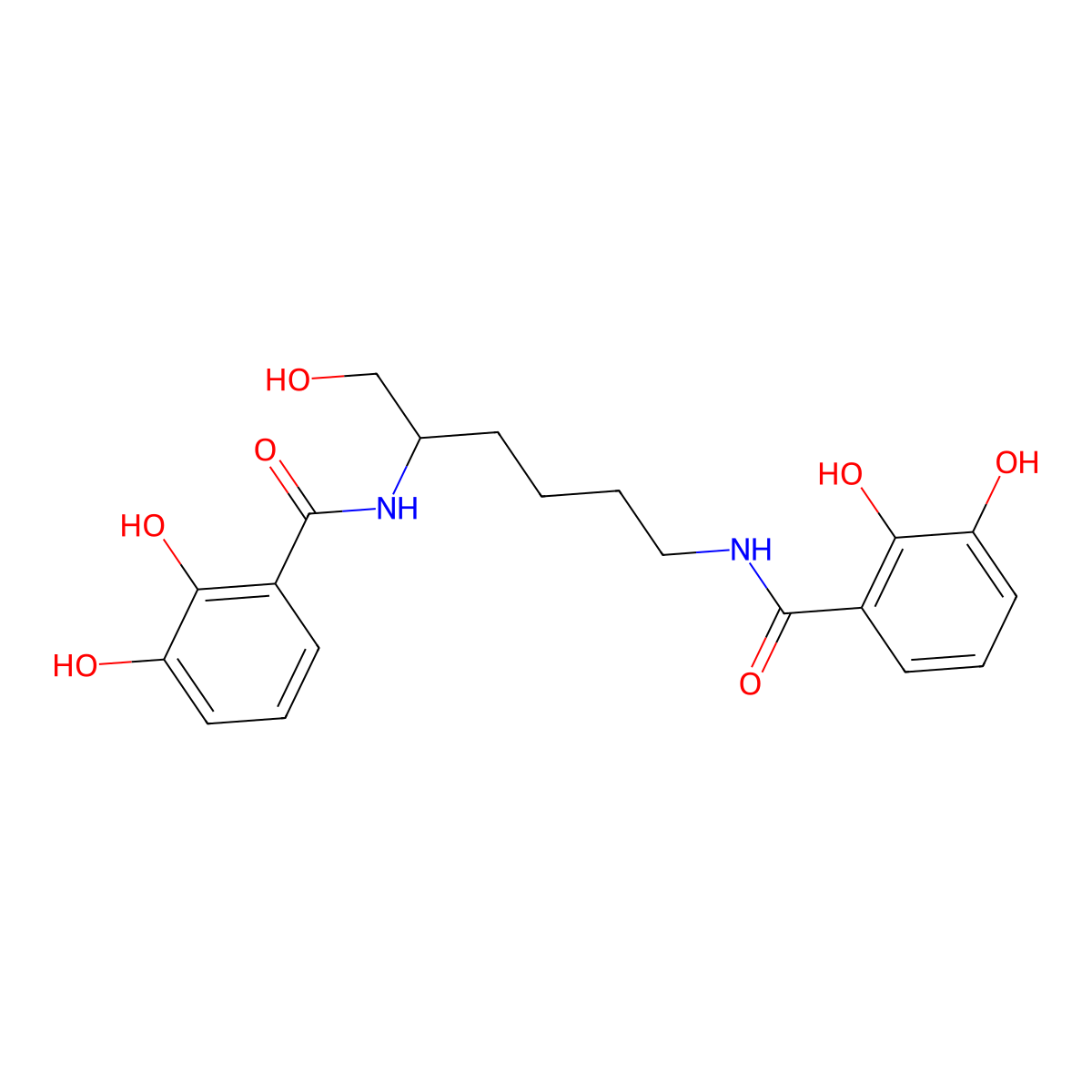 N,N'-((1S)-1-(Hydroxymethyl)-1,5-pentanediyl)bis(2,3-dihydroxybenzamide) molecular structure, CAS 120243-02-9