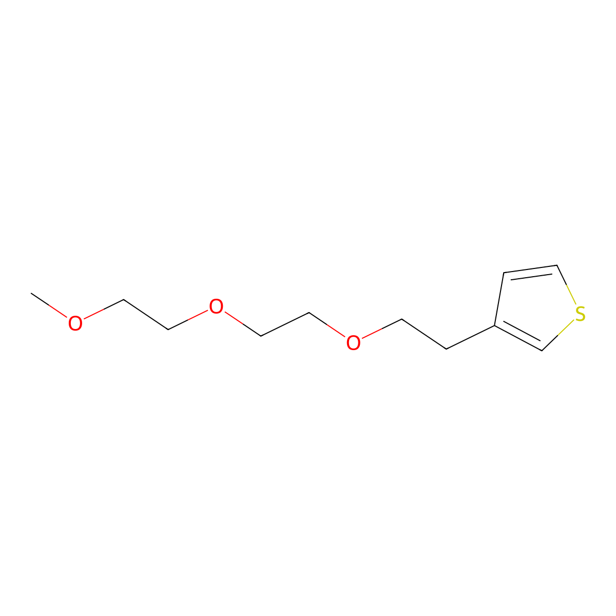 Poly(3-[2-[2-(2-methoxyethoxy)ethoxy]ethyl]thiophene-2,5-diyl) regioregular molecular structure, CAS 120245-38-7
