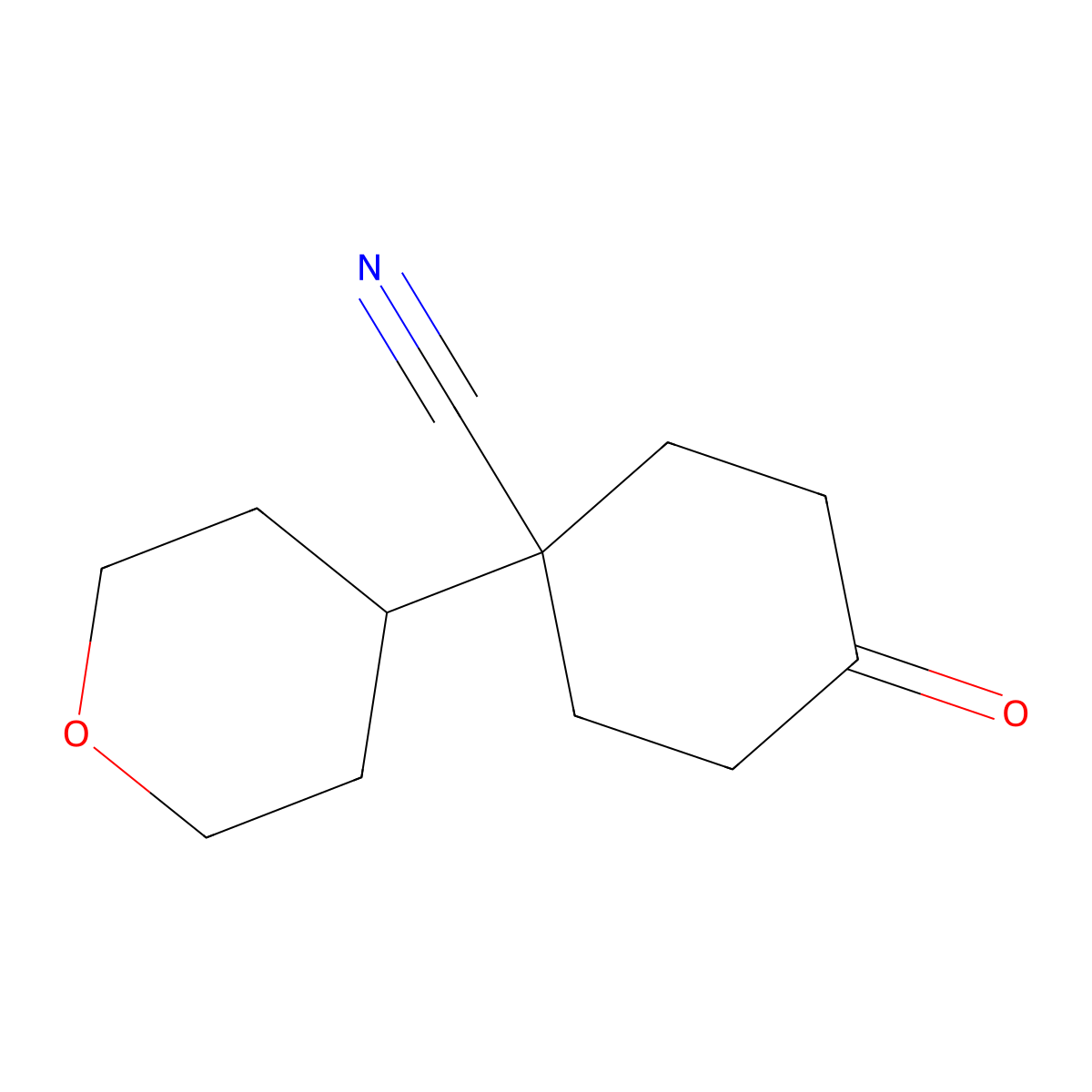 4-Oxo-1-(tetrahydro-2H-pyran-4-yl)cyclohexanecarbonitrile molecular structure, CAS 1202462-46-1