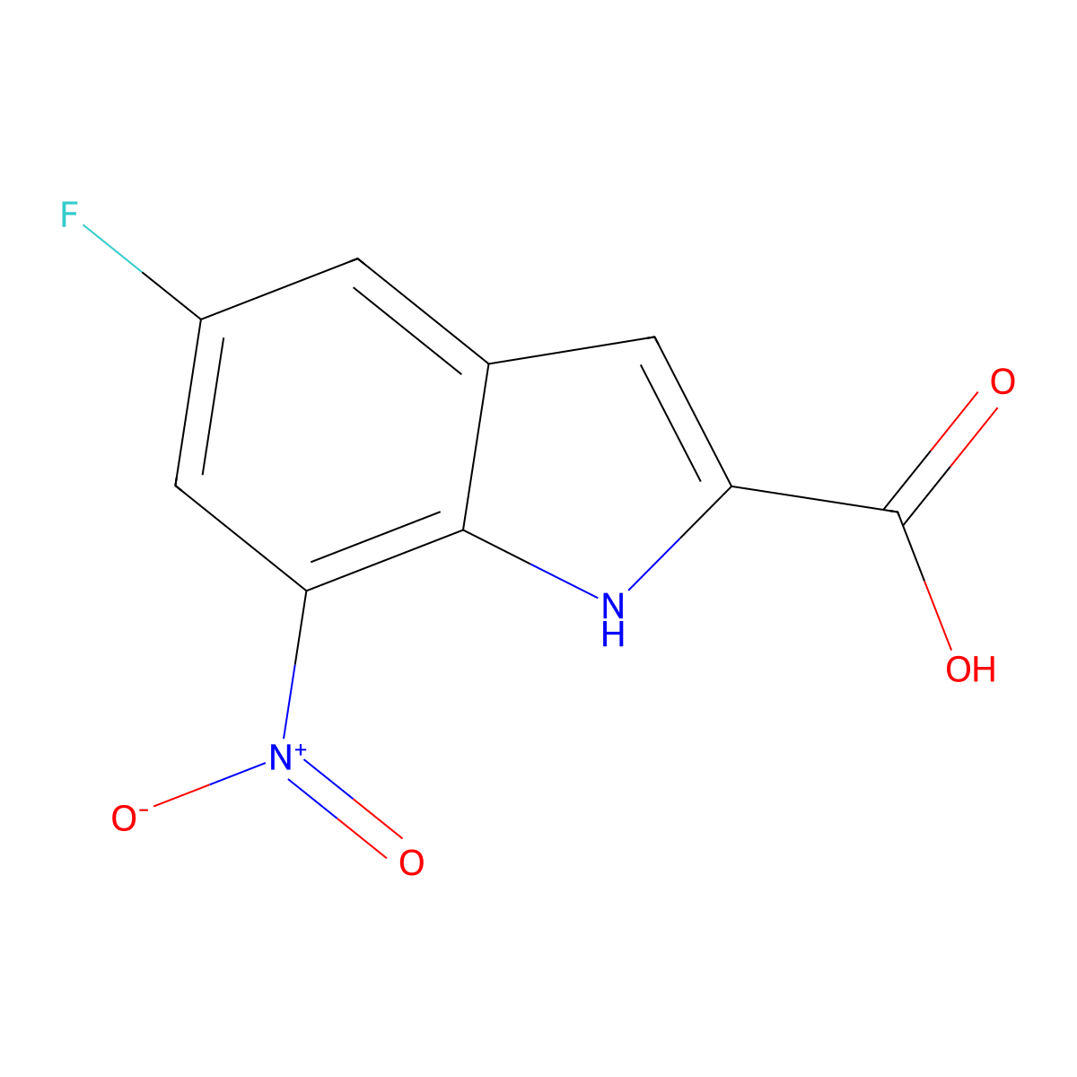 5-fluoro-7-nitro-1H-indole-2-carboxylic acid molecular structure, CAS 1202463-81-7
