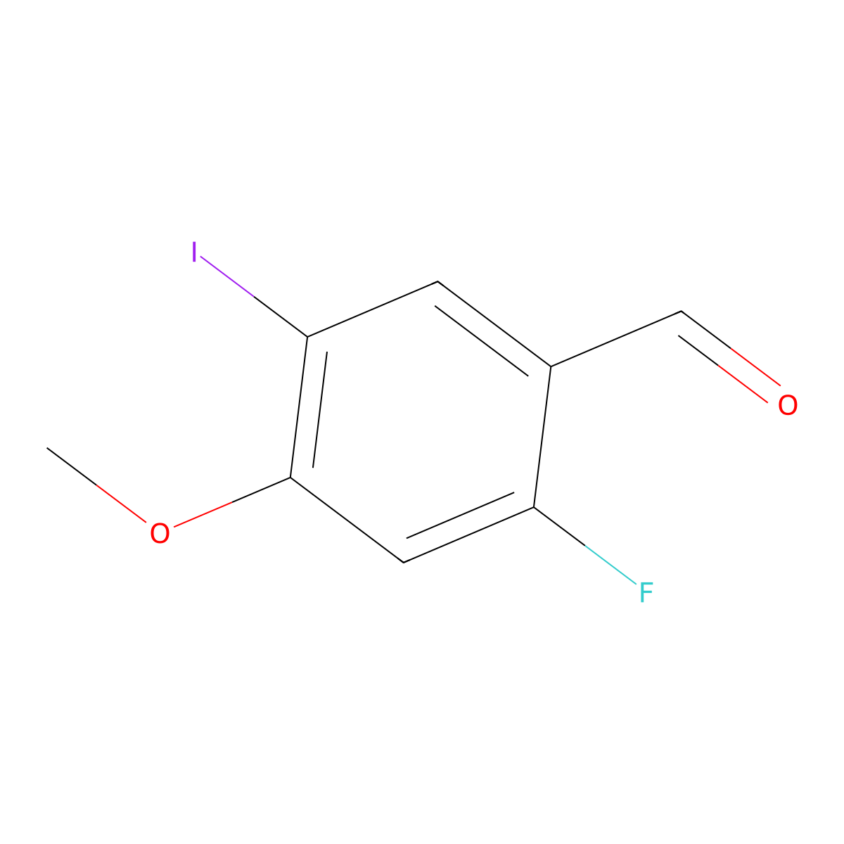 2-Fluoro-5-iodo-4-methoxybenzaldehyde molecular structure, CAS 1202528-42-4