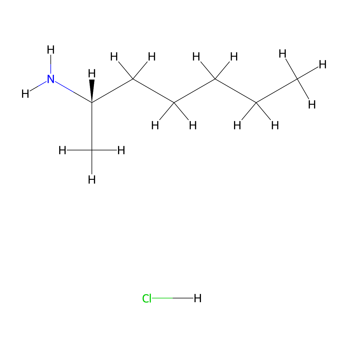 Tuaminoheptane hydrochloride, (S)- molecular structure, CAS 1202543-58-5