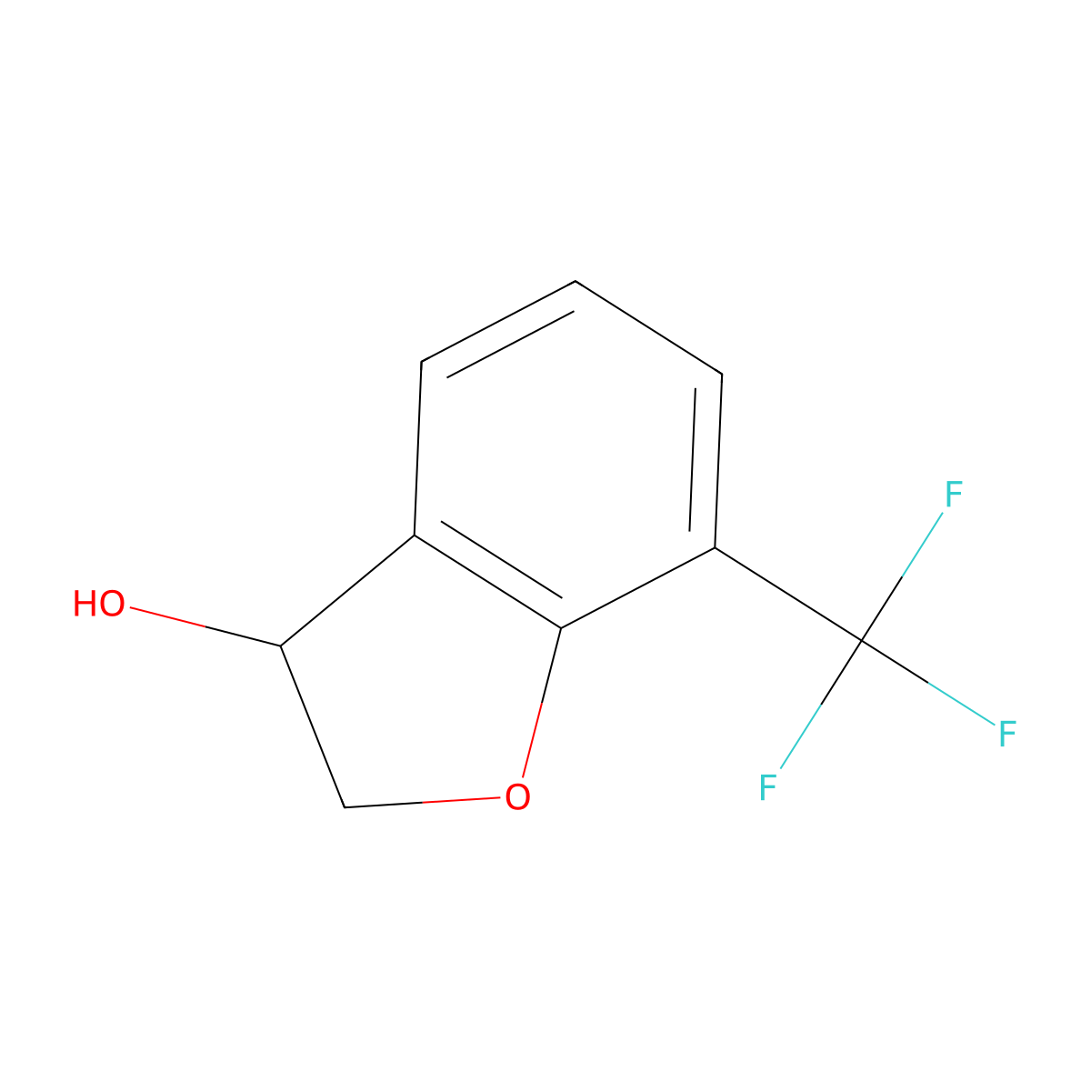 7-(Trifluoromethyl)-2,3-dihydro-1-benzofuran-3-ol molecular structure, CAS 1202577-69-2