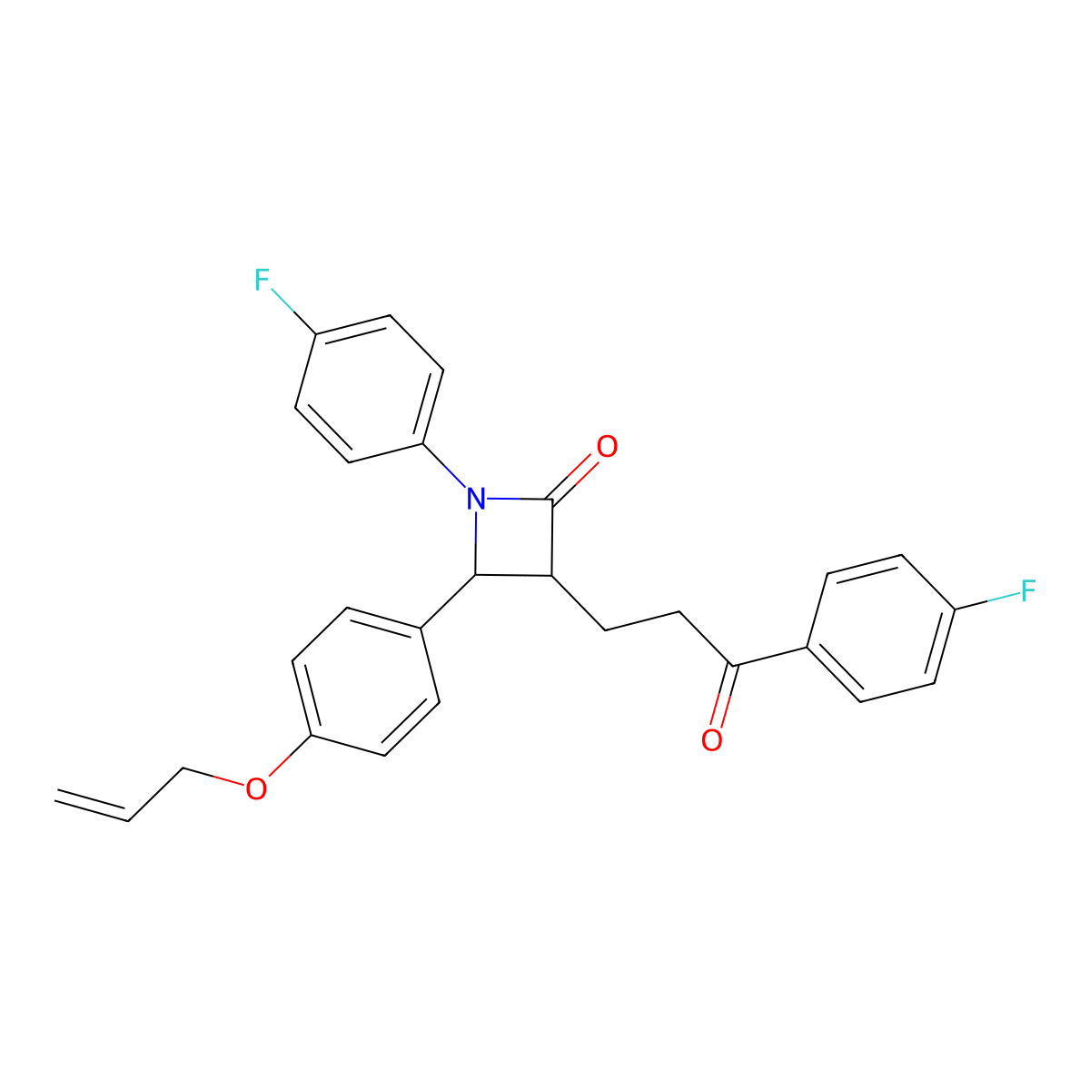(3R,4S)-4-(4-(allyloxy)phenyl)-1-(4-fluorophenyl)-3-(3-(4-fluorophenyl)-3-oxopropyl)azetidin-2-one molecular structure, CAS 1202579-25-6