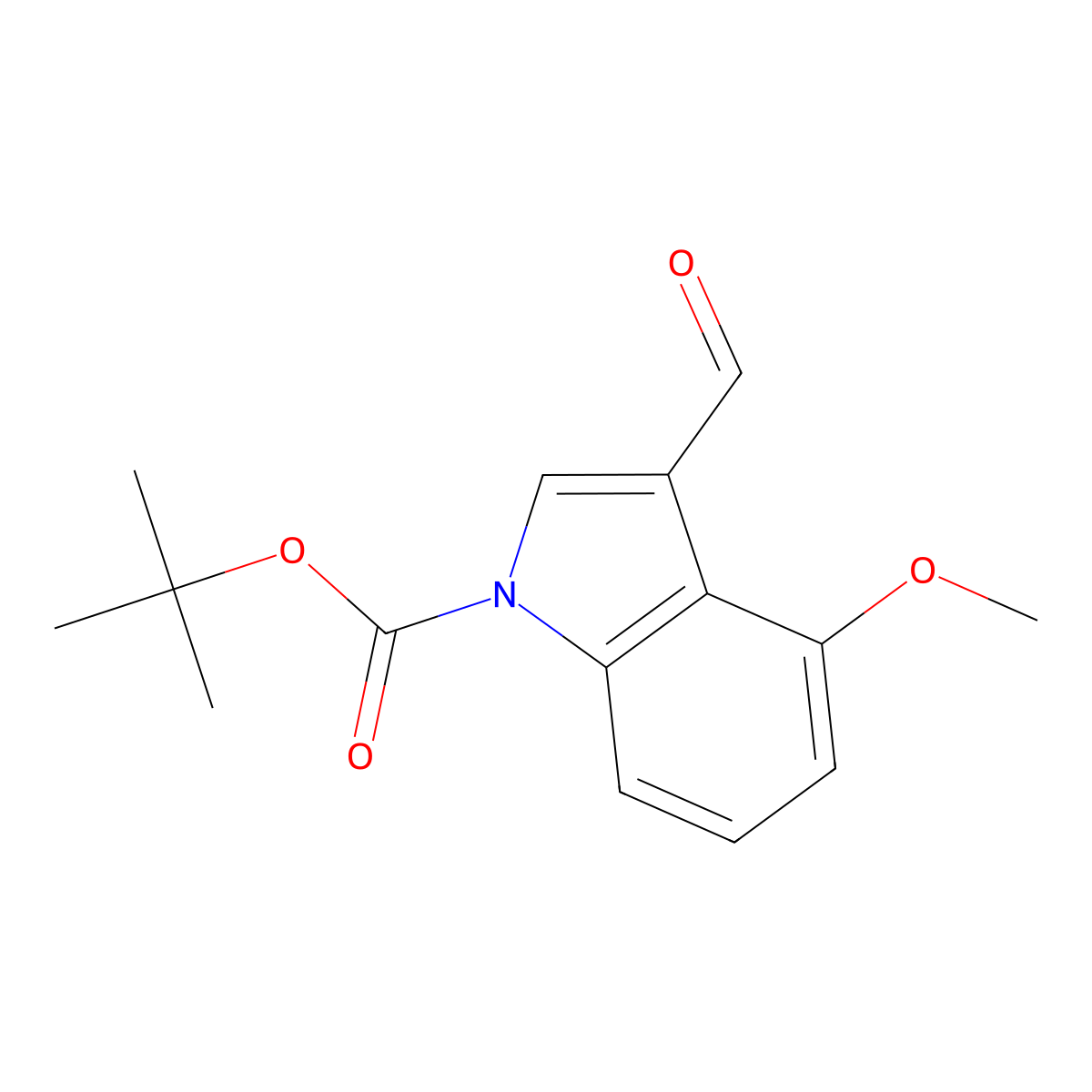 tert-butyl 3-formyl-4-methoxy-1H-indole-1-carboxylate molecular structure, CAS 1202631-44-4