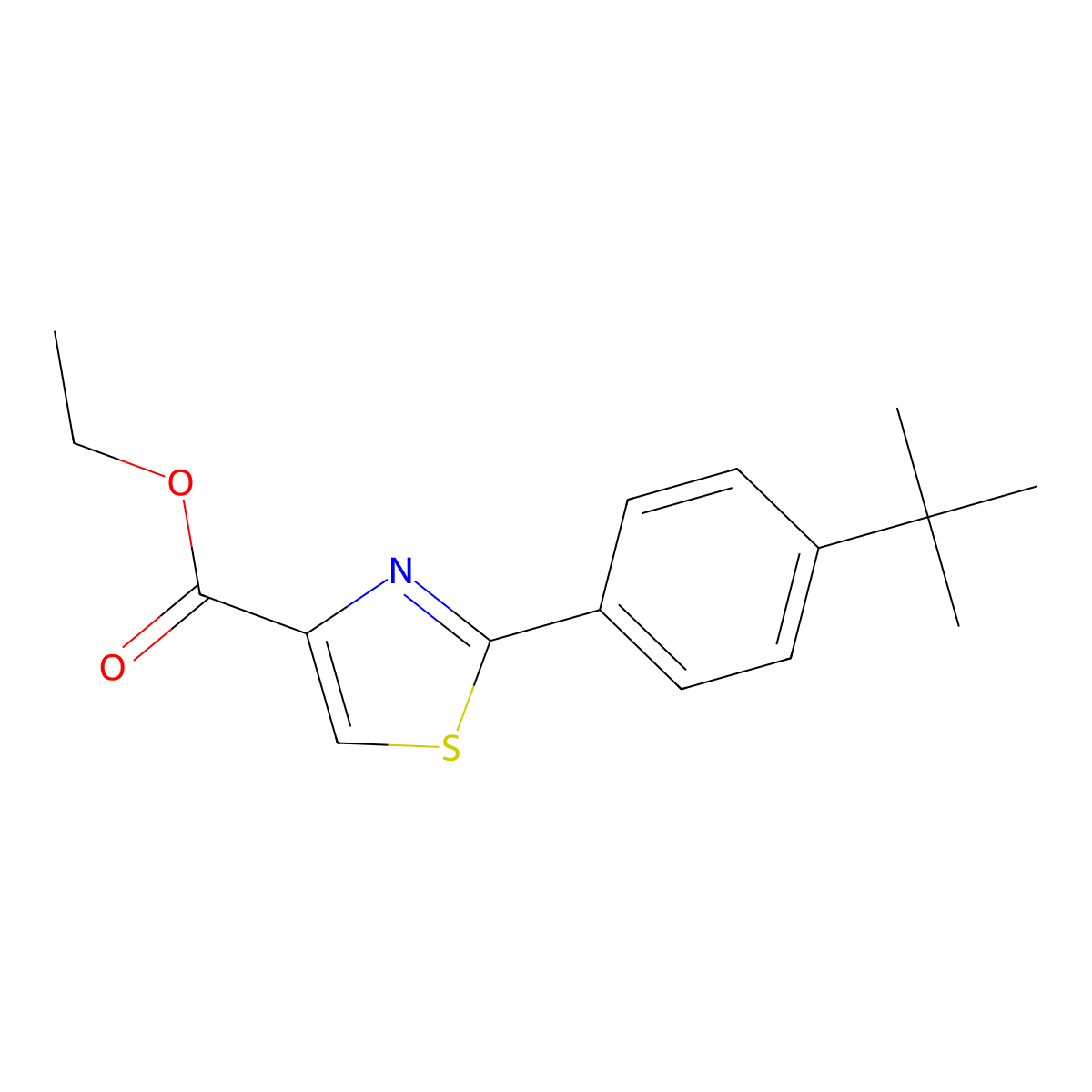 Ethyl 2-(4-(tert-butyl)phenyl)thiazole-4-carboxylate molecular structure, CAS 1202643-10-4