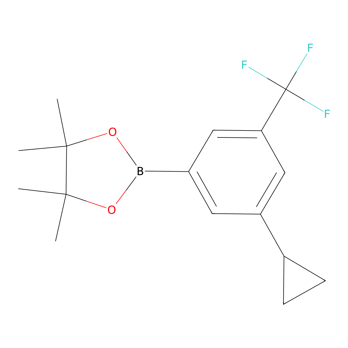 2-(3-Cyclopropyl-5-(trifluoromethyl)phenyl)-4,4,5,5-tetramethyl-1,3,2-dioxaborolane molecular structure, CAS 1202644-19-6