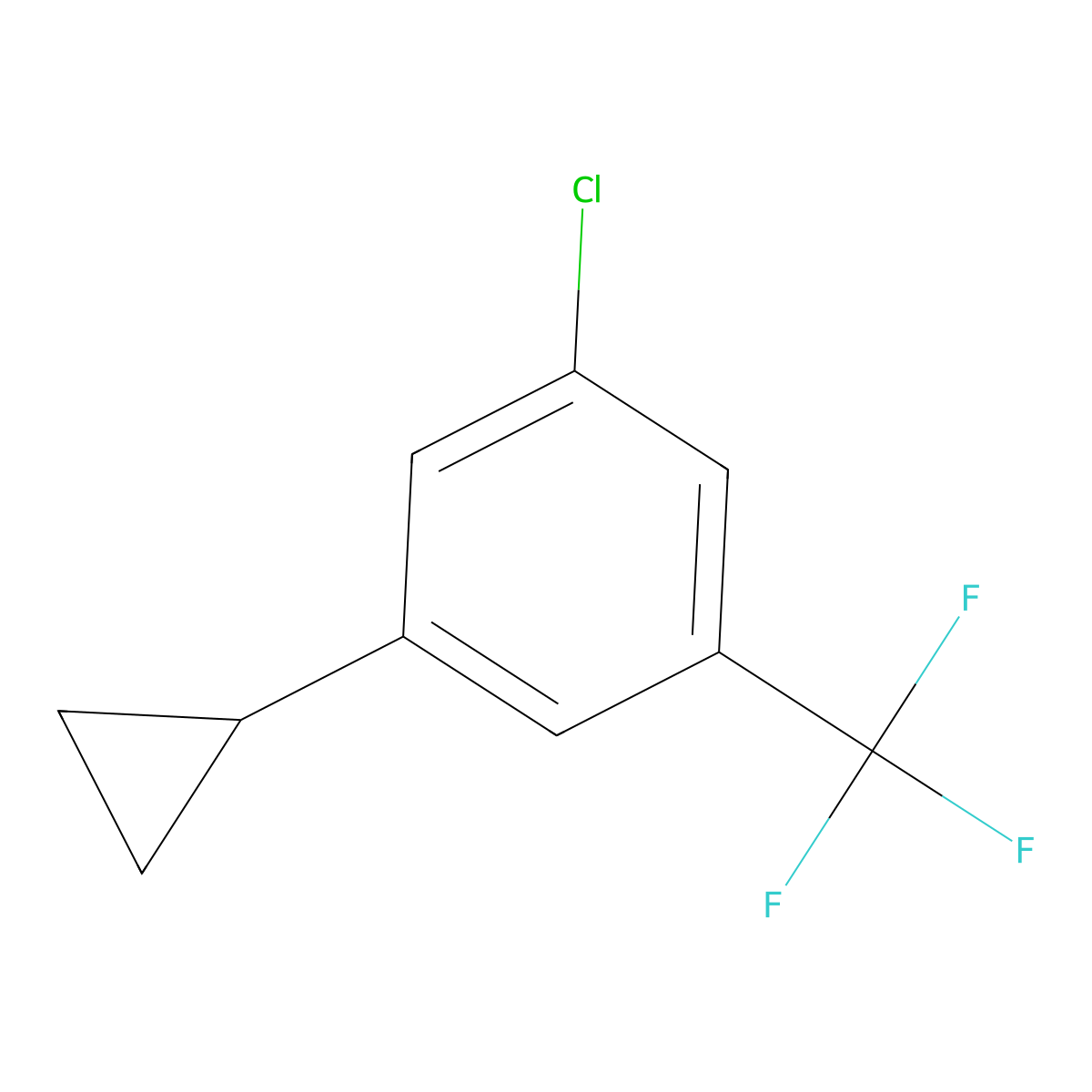 1-Chloro-3-cyclopropyl-5-(trifluoromethyl)benzene molecular structure, CAS 1202644-20-9