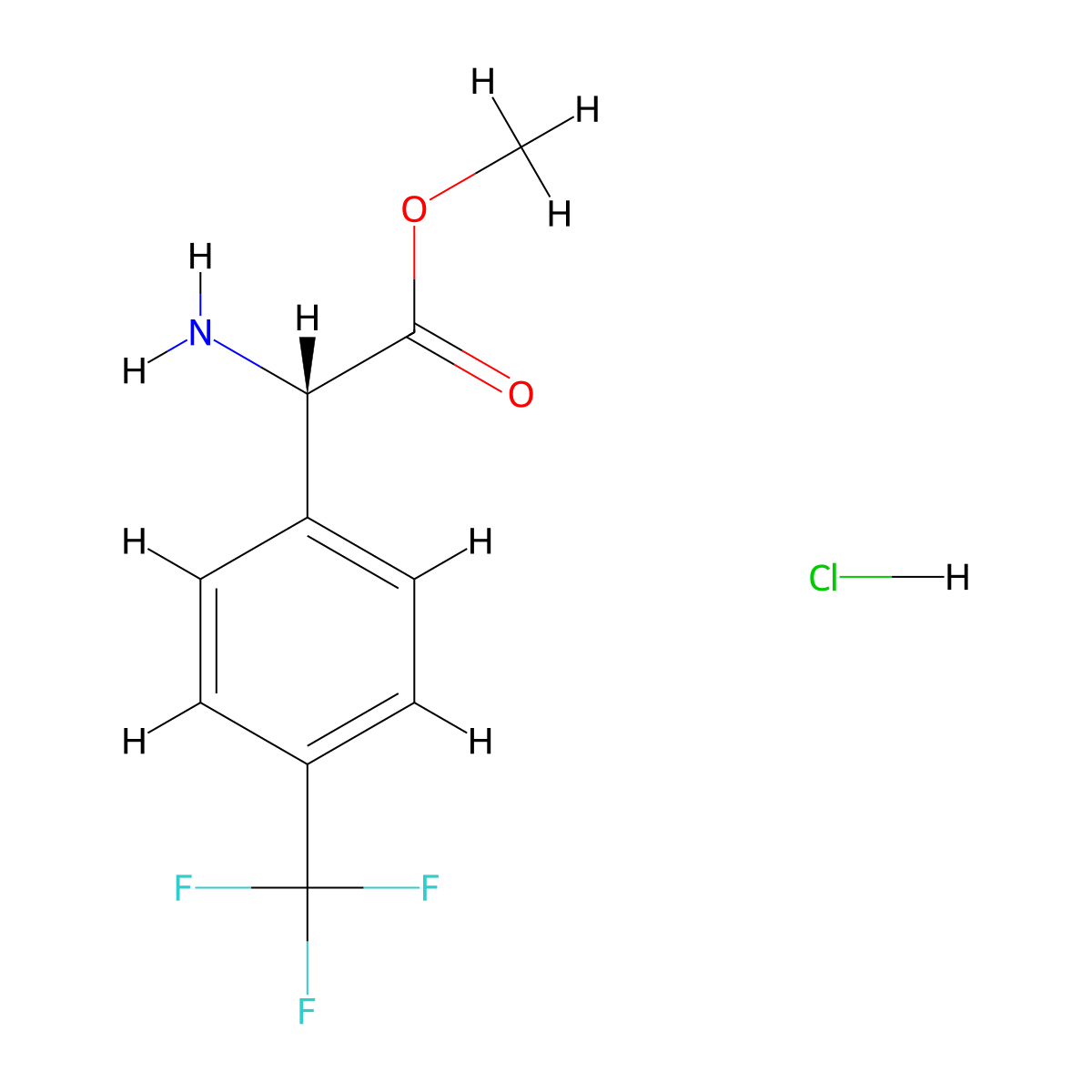 Methyl (S)-2-amino-2-(4-(trifluoromethyl)phenyl)acetate hydrochloride molecular structure, CAS 1202652-88-7