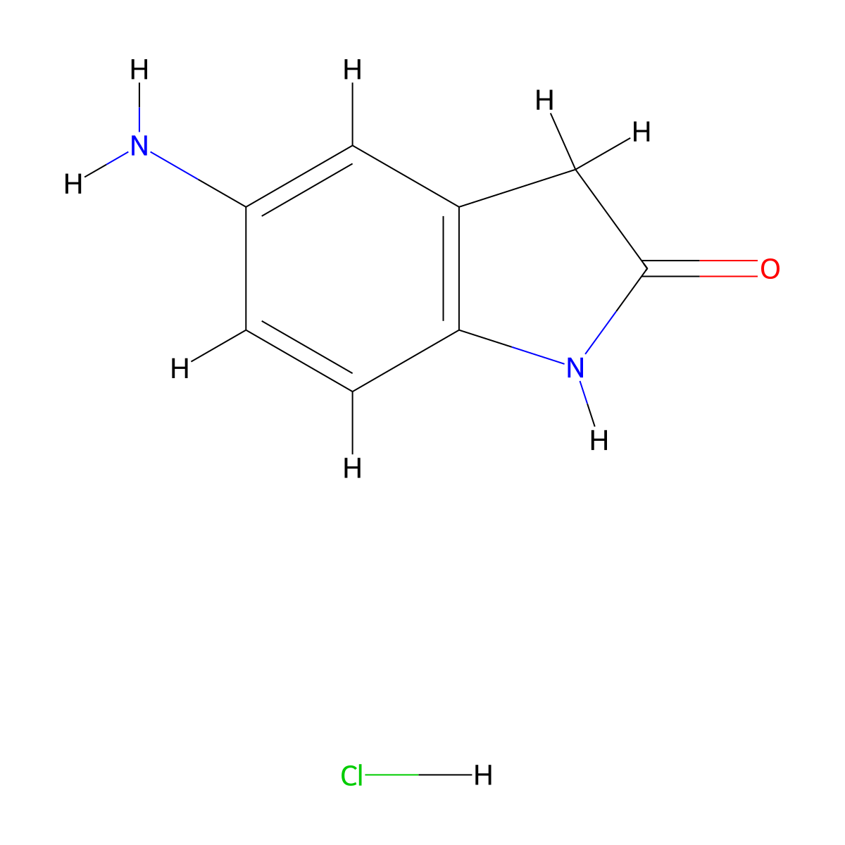 5-Amino-1,3-dihydro-2H-indol-2-one--hydrogen chloride (1/1) molecular structure, CAS 120266-80-0