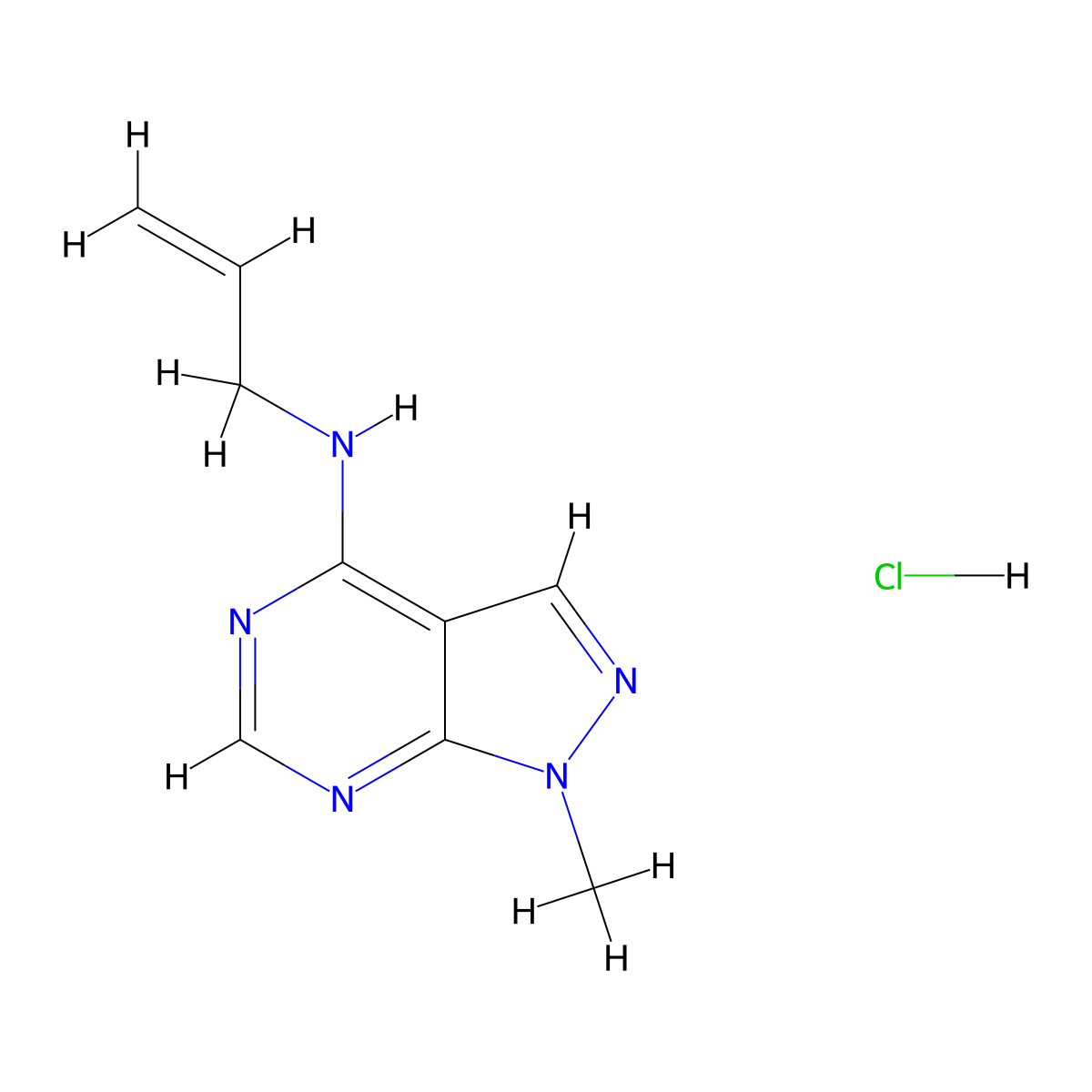N-allyl-1-methyl-1H-pyrazolo[3,4-d]pyrimidin-4-amine hydrochloride molecular structure, CAS 120266-98-0