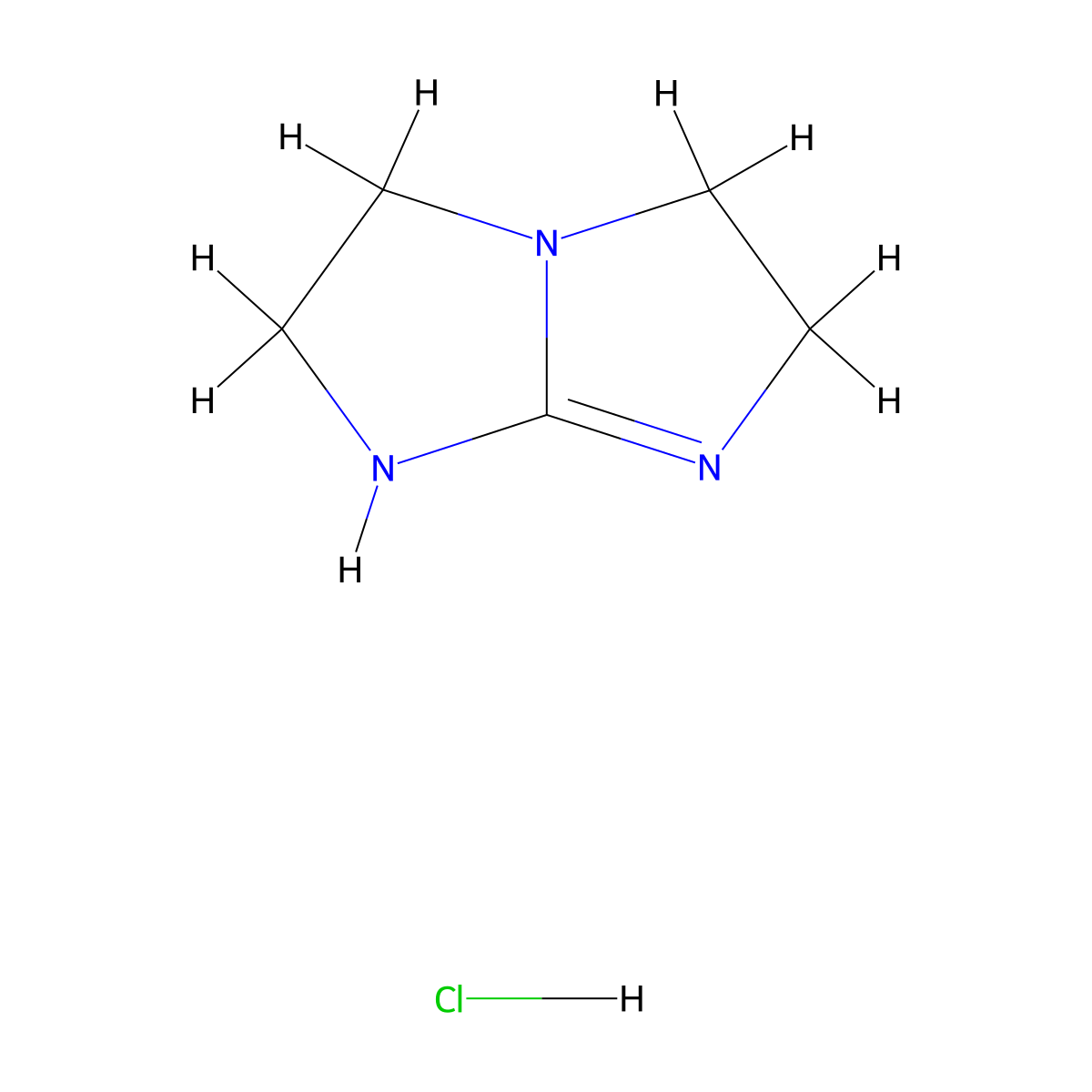 1H,2H,3H,5H,6H-[1,3]diazolo[1,2-a]imidazole hydrochloride molecular structure, CAS 120267-00-7