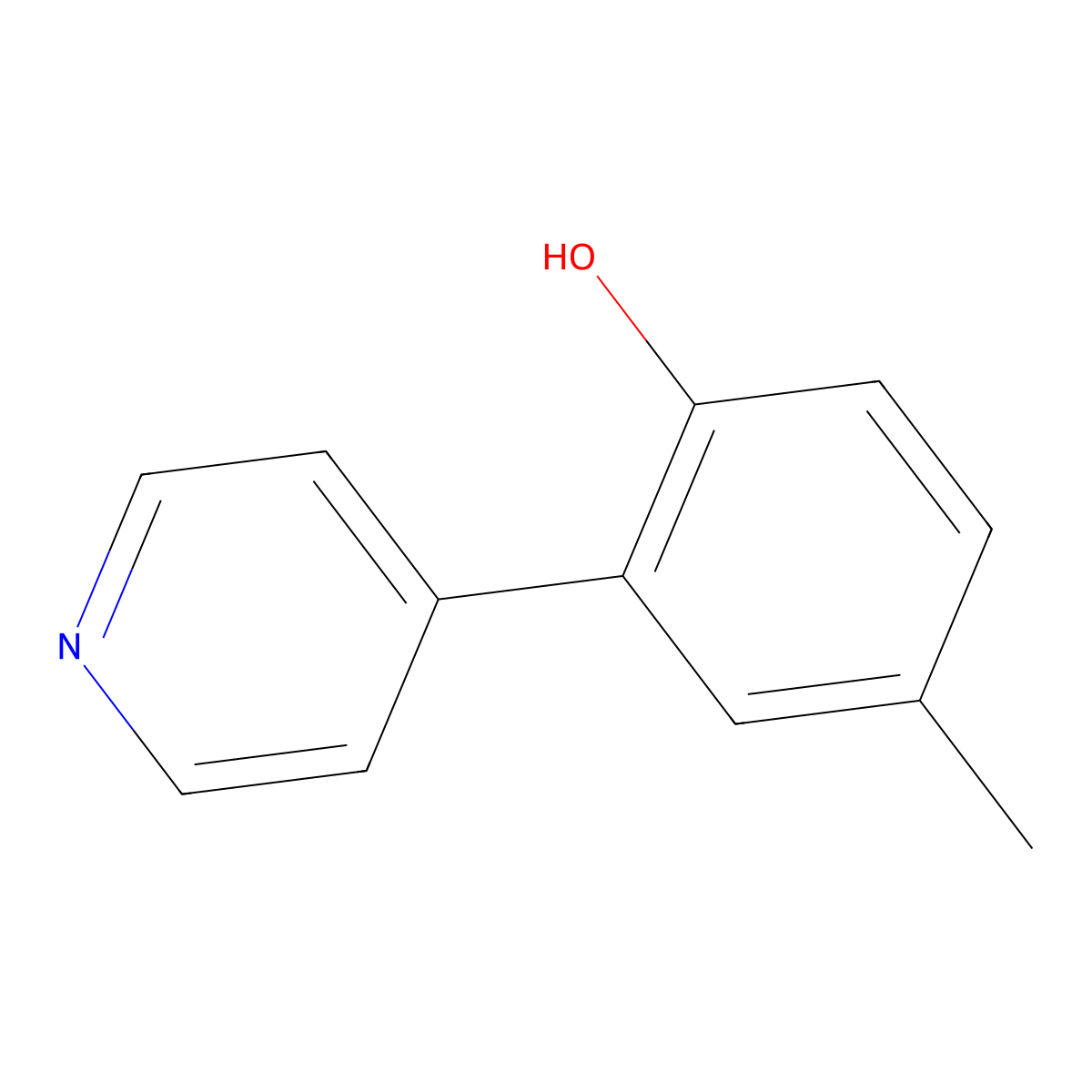 4-Methyl-2-pyridin-4-yl-phenol molecular structure, CAS 1202677-30-2