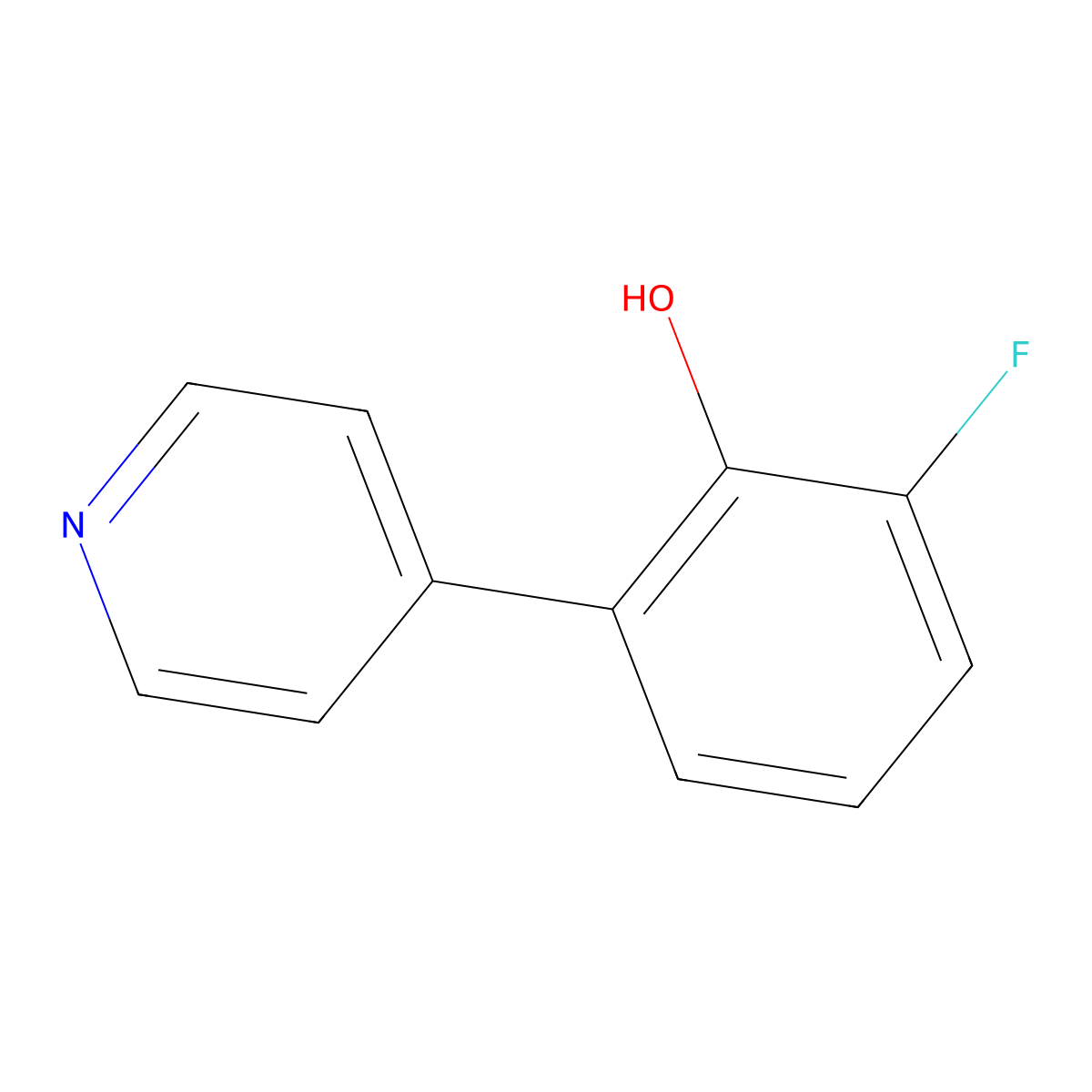 2-Fluoro-6-pyridin-4-yl-phenol molecular structure, CAS 1202677-49-3