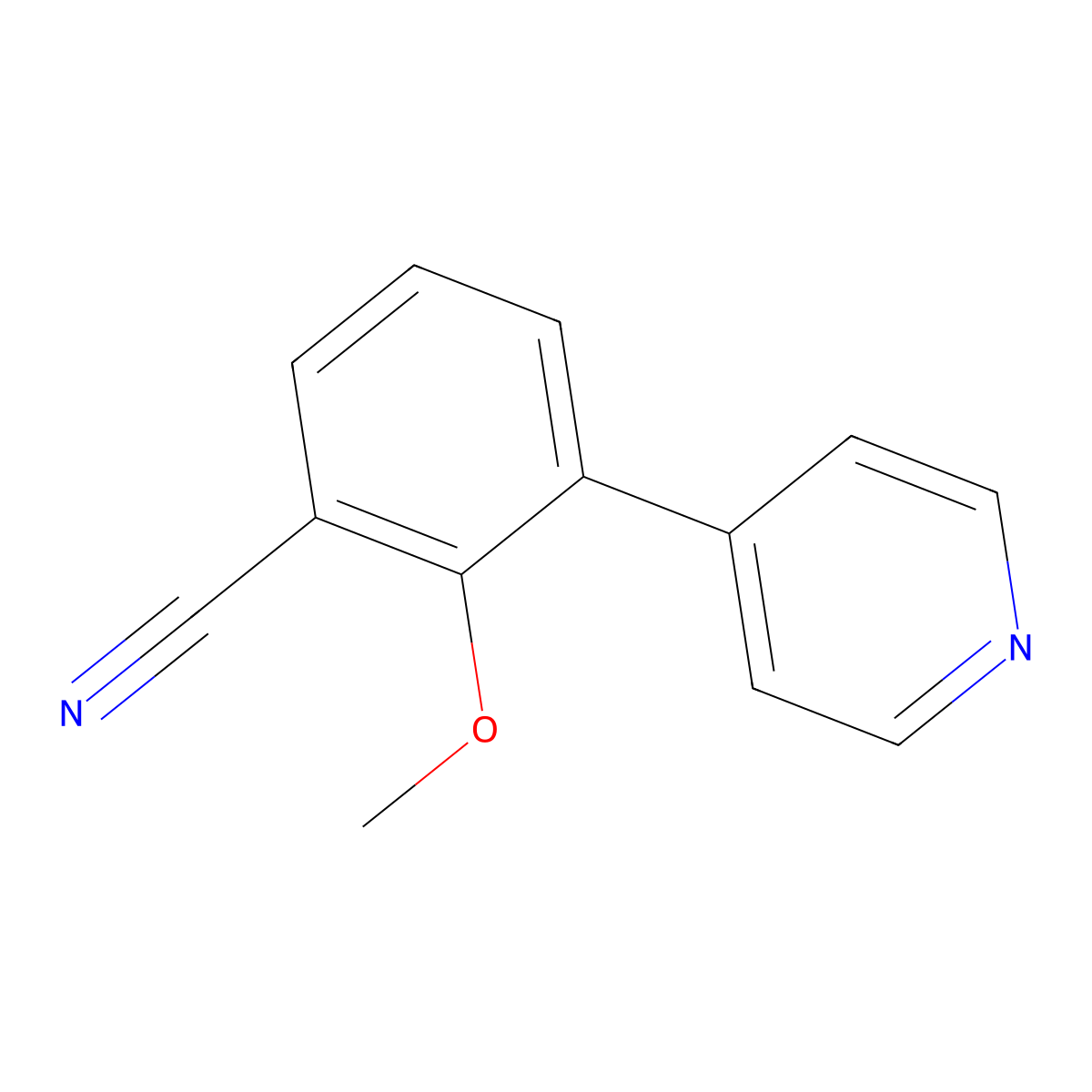 2-Methoxy-3-pyridin-4-yl-benzonitrile molecular structure, CAS 1202677-56-2