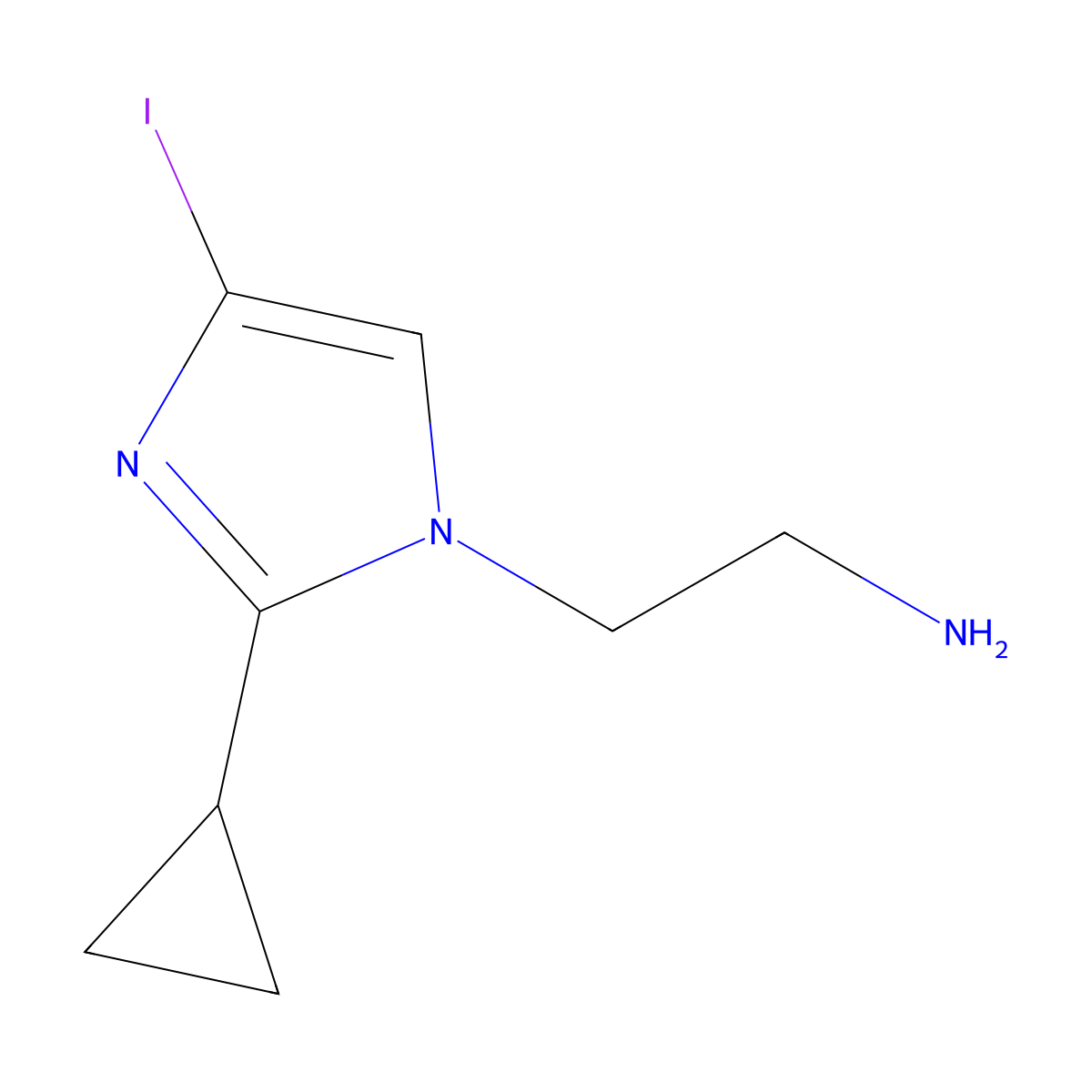 2-(2-Cyclopropyl-4-iodo-imidazol-1-yl)-ethylamine molecular structure, CAS 1202690-38-7