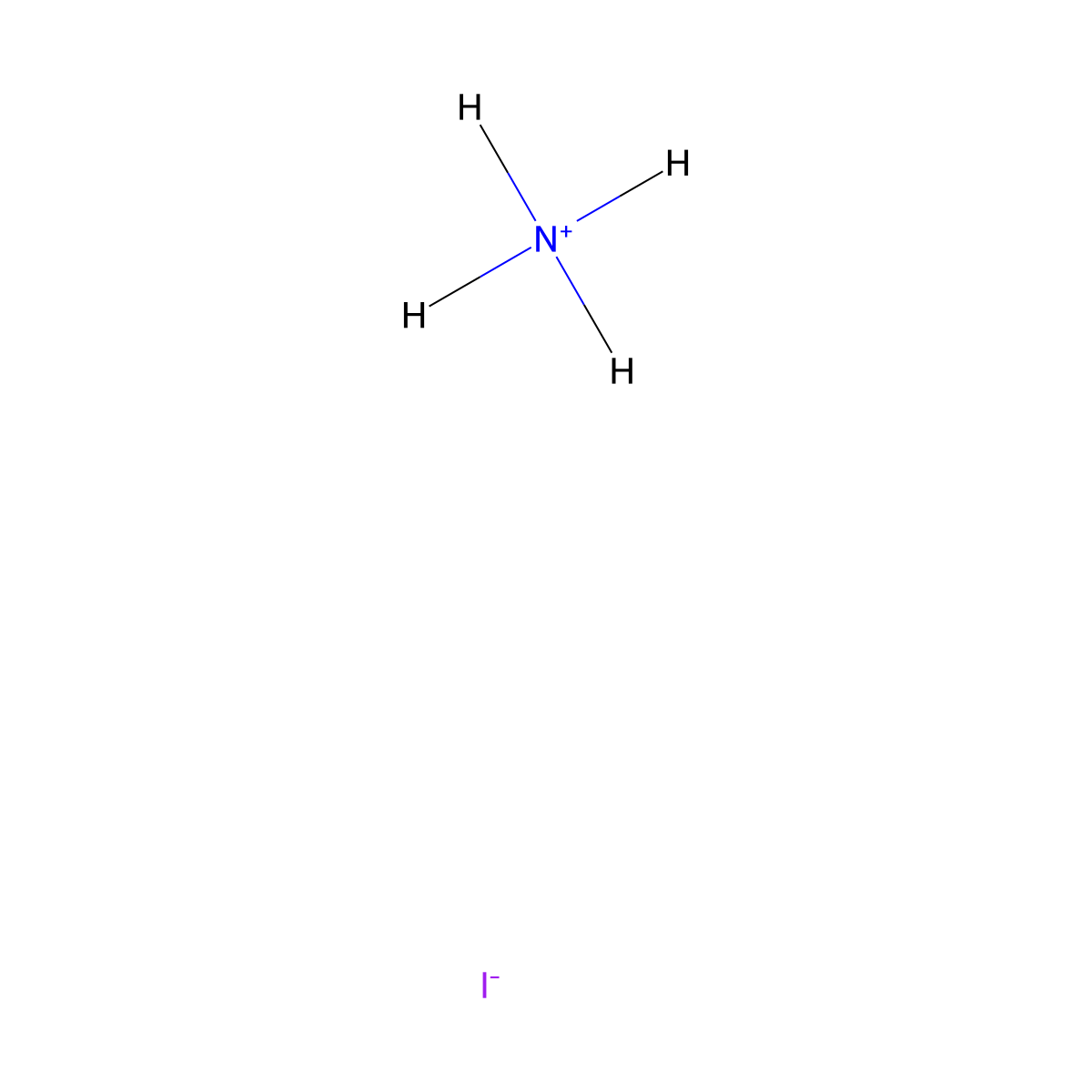 Ammonium iodide molecular structure, CAS 12027-06-4