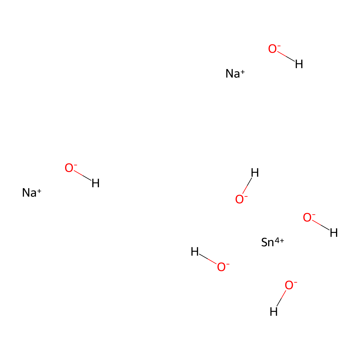 Disodium tin hexahydroxide molecular structure, CAS 12027-70-2